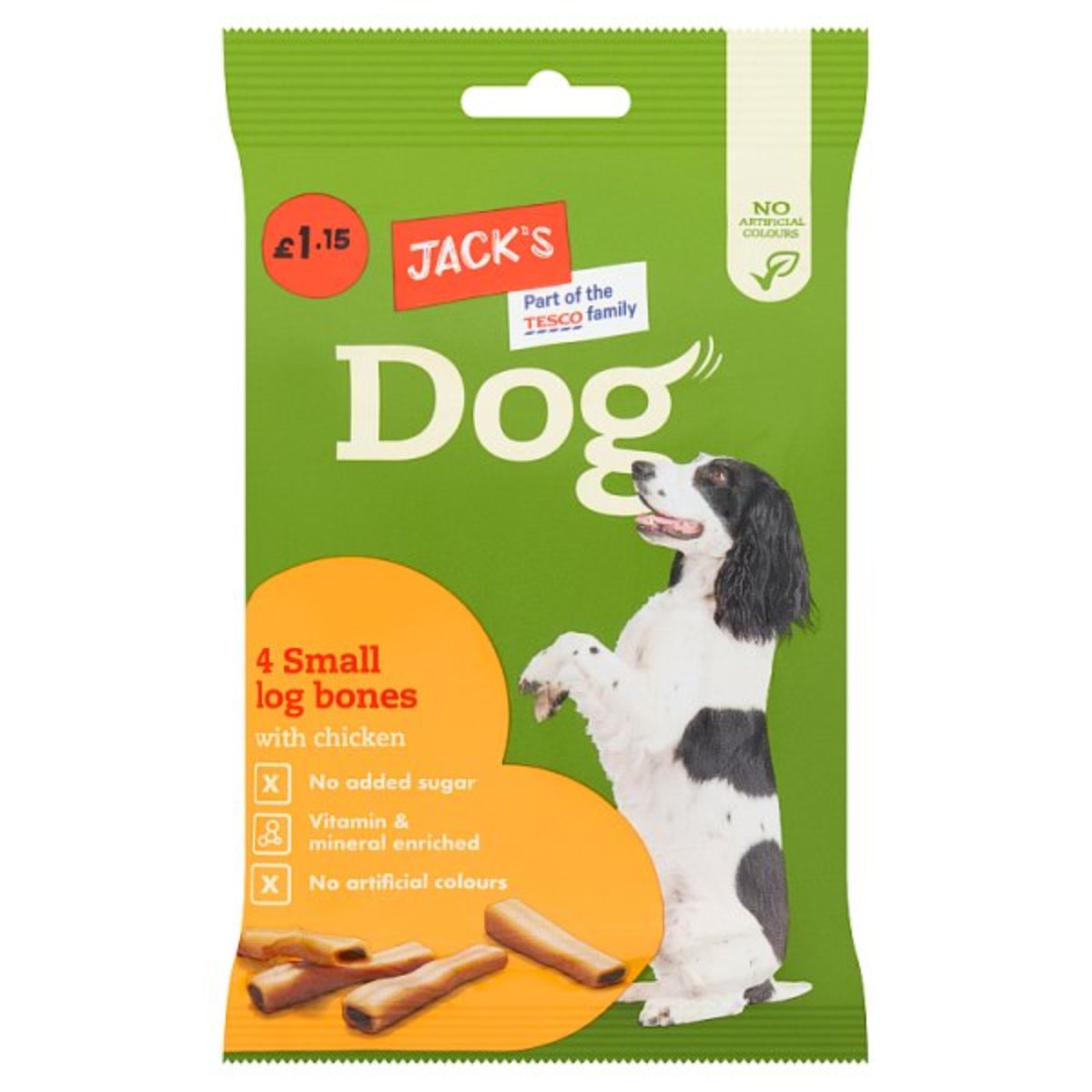 Jacks - Dog 4 Small Log Bones - 180g in a bag.