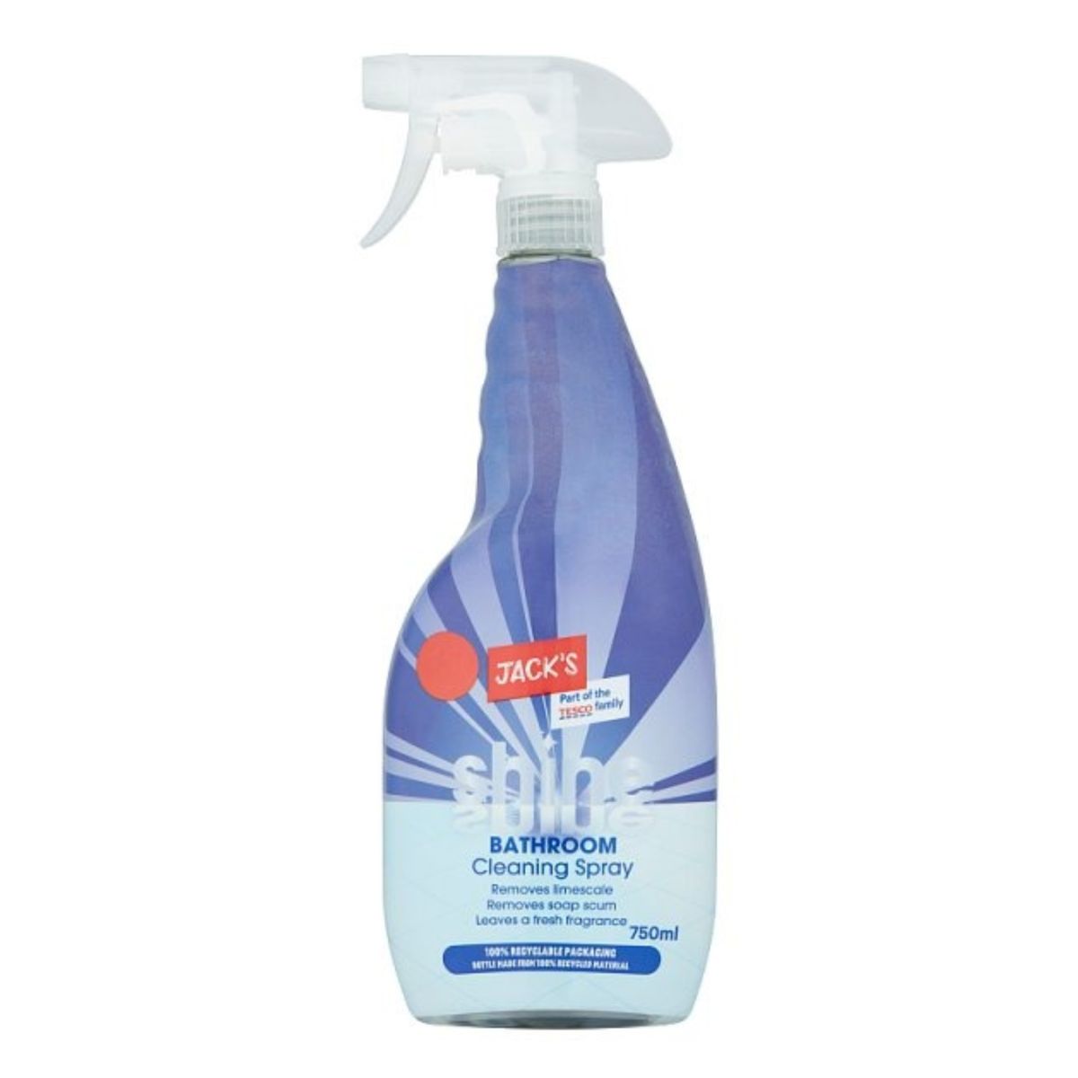 A Jacks - Shine Bathroom Cleaning Spray - 750ml with a white sprayer. A Jacks - Shine Bathroom Cleaning Spray - 750ml with a white sprayer.