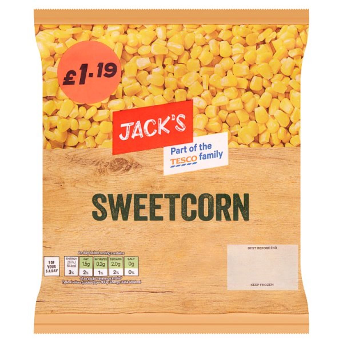 Jack's sweet corn 450g. Jack's sweet corn 450g.