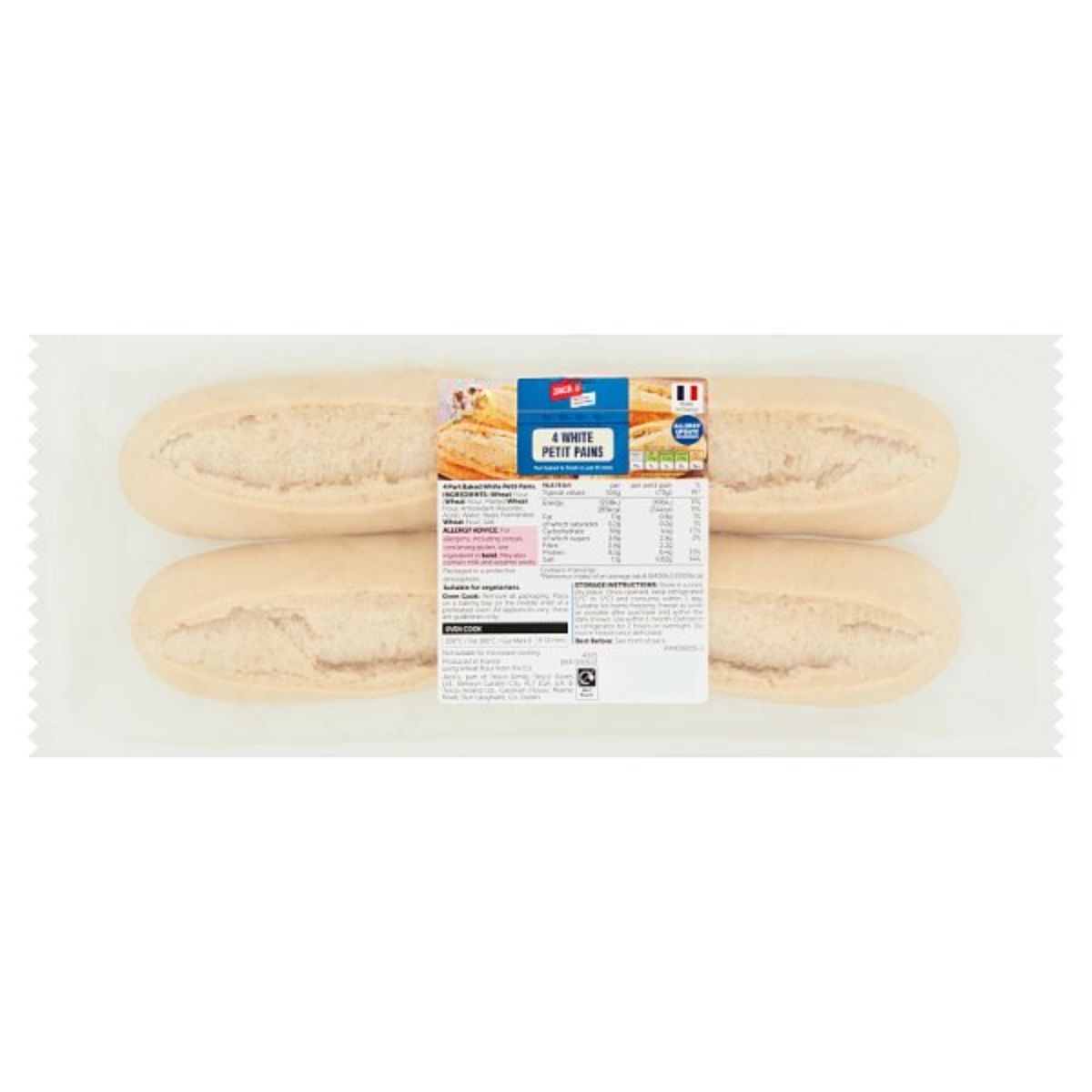 A package of Jacks - White Petit Pain - 4 Pack on a white background.