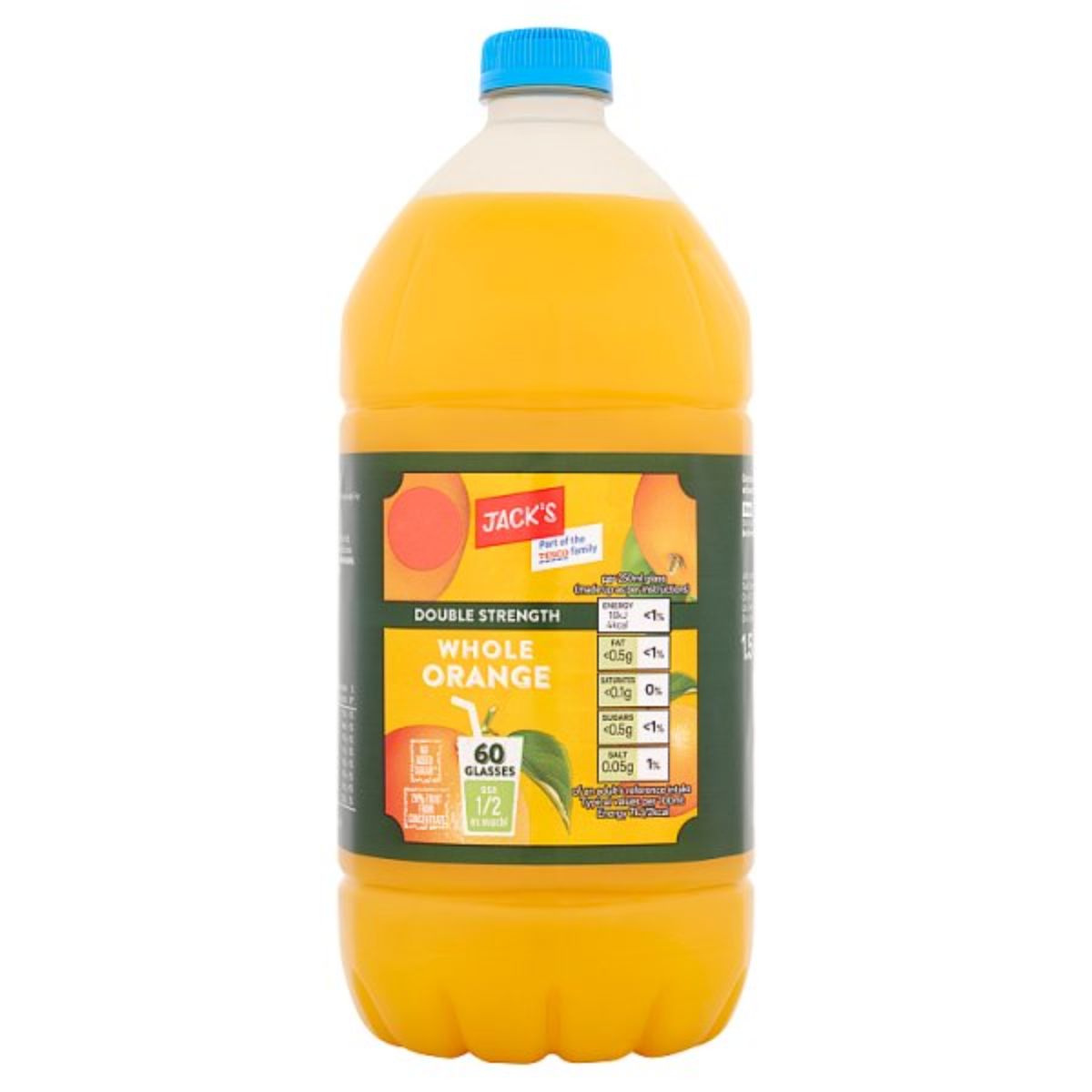 A Jacks - Whole Orange Squash - 1.5L on a white background. A Jacks - Whole Orange Squash - 1.5L on a white background.