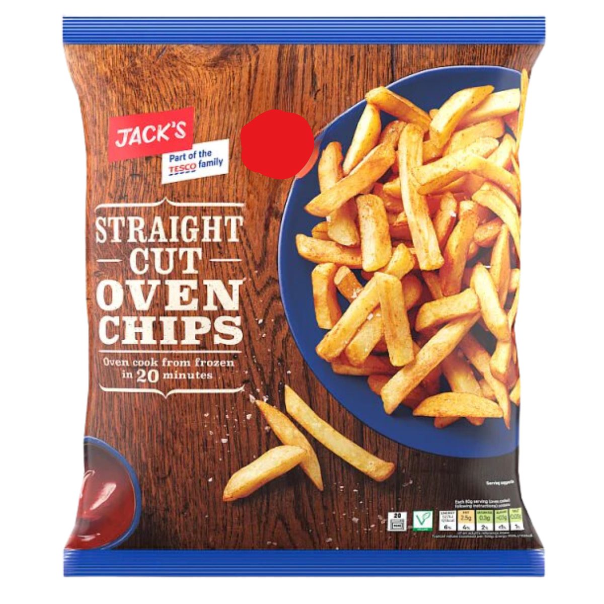 A bag of Jacks - Straight Cut Oven Chips - 750g. A bag of Jacks - Straight Cut Oven Chips - 750g.