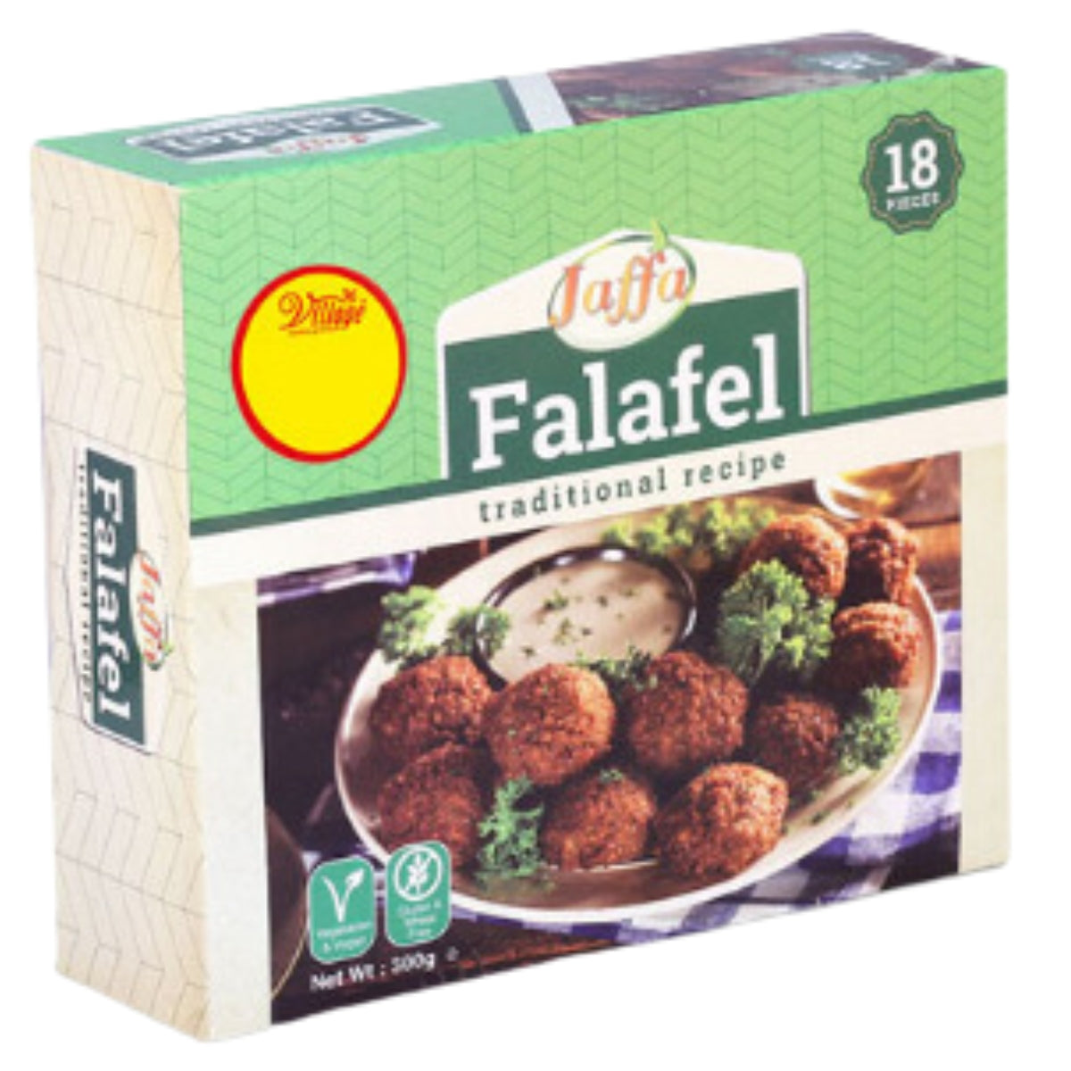 A box of Jaffa - Falafel Traditional Recipe - 250g in front of a box.