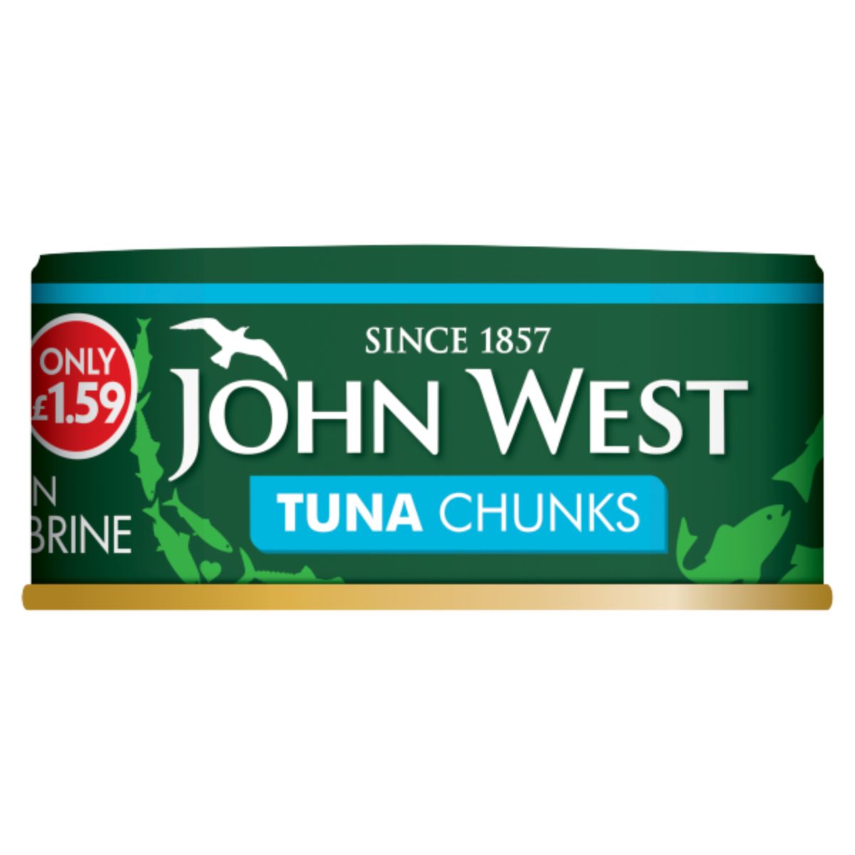 A can of John West - Tuna Chunks in Brine - 145g.