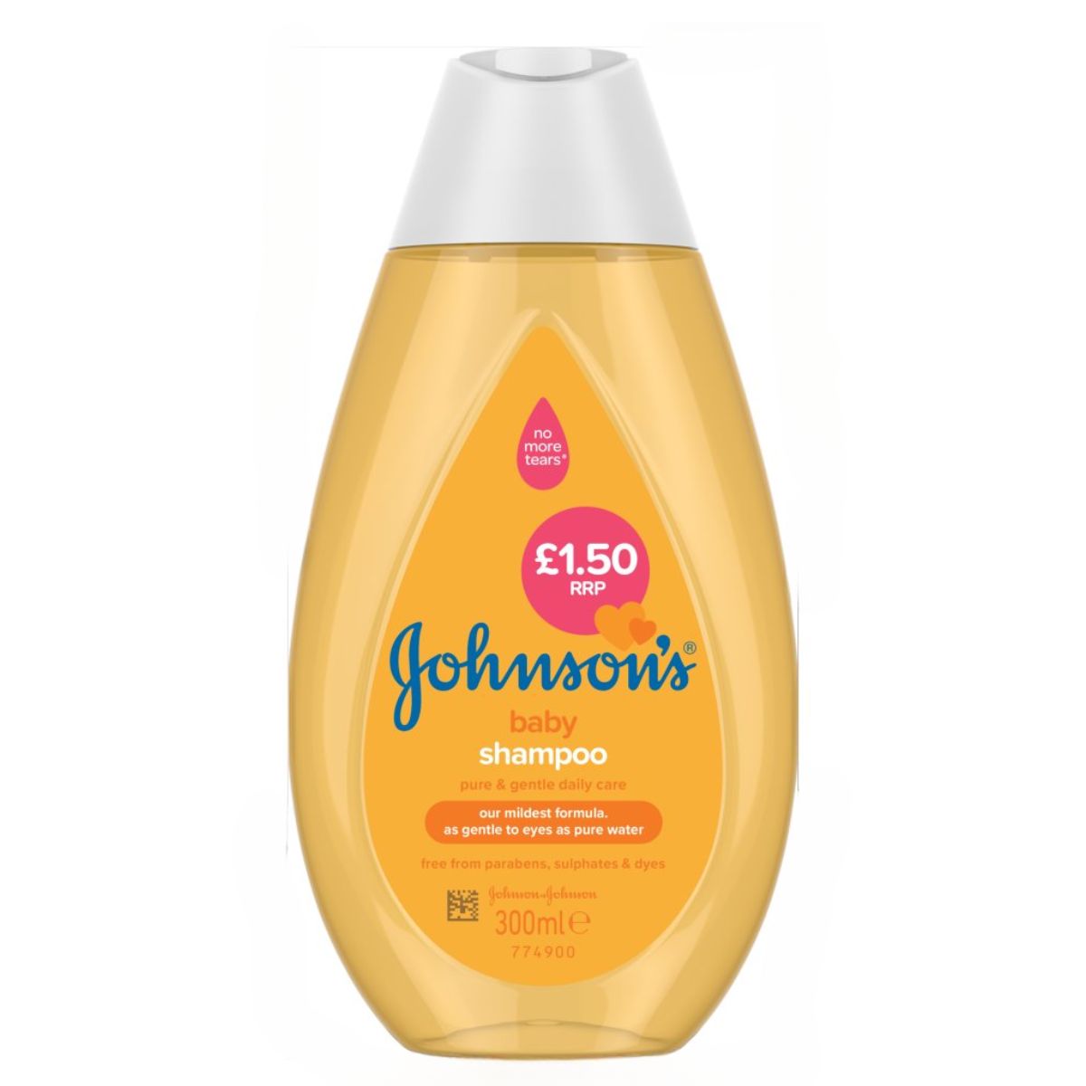Bottle of Johnsons - Baby Shampoo - 300ml with a no more tears formula, priced at £1.50. Bottle of Johnsons - Baby Shampoo - 300ml with a no more tears formula, priced at £1.50.