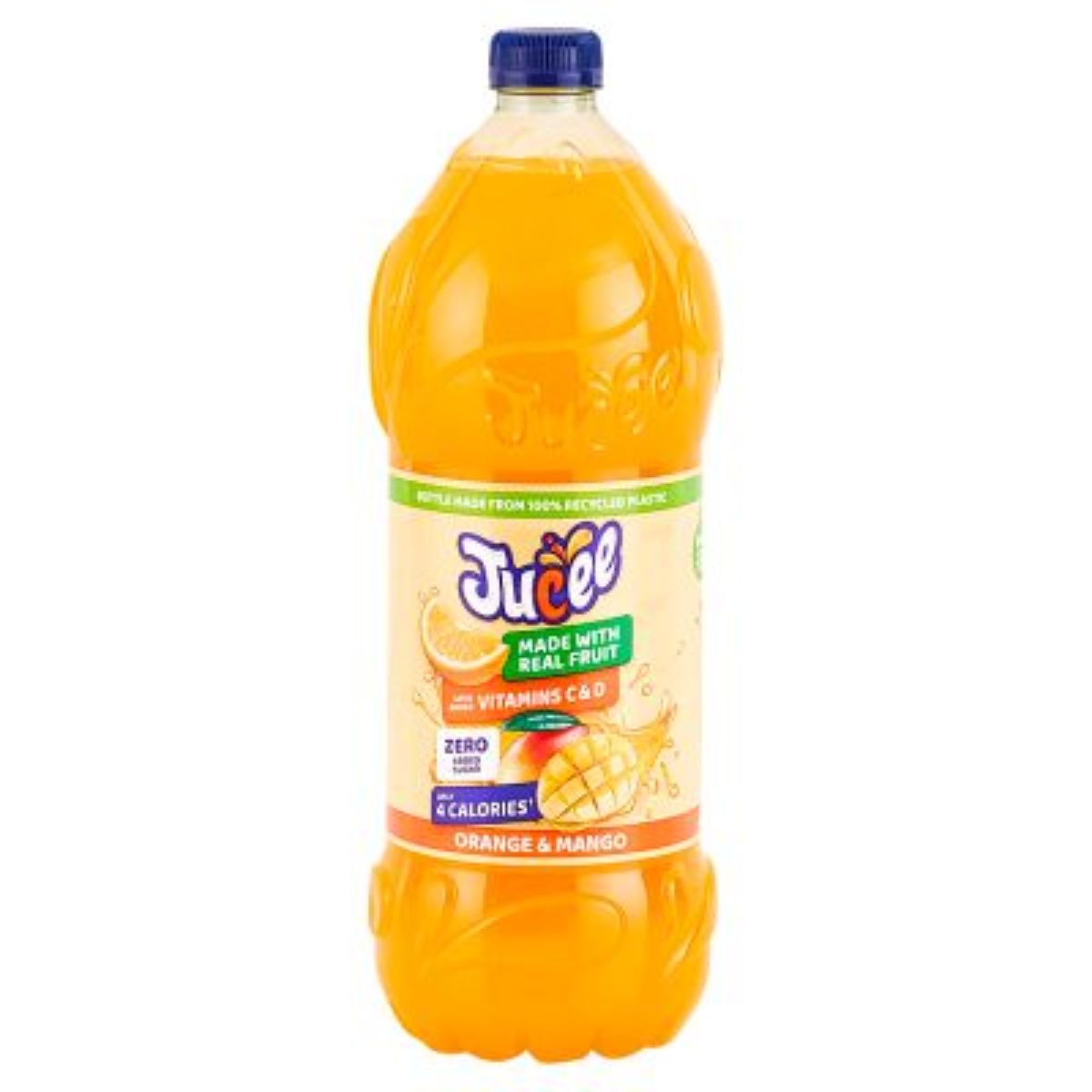 A Jucee - Orange & Mango - 1.5L on a white background. A Jucee - Orange & Mango - 1.5L on a white background.