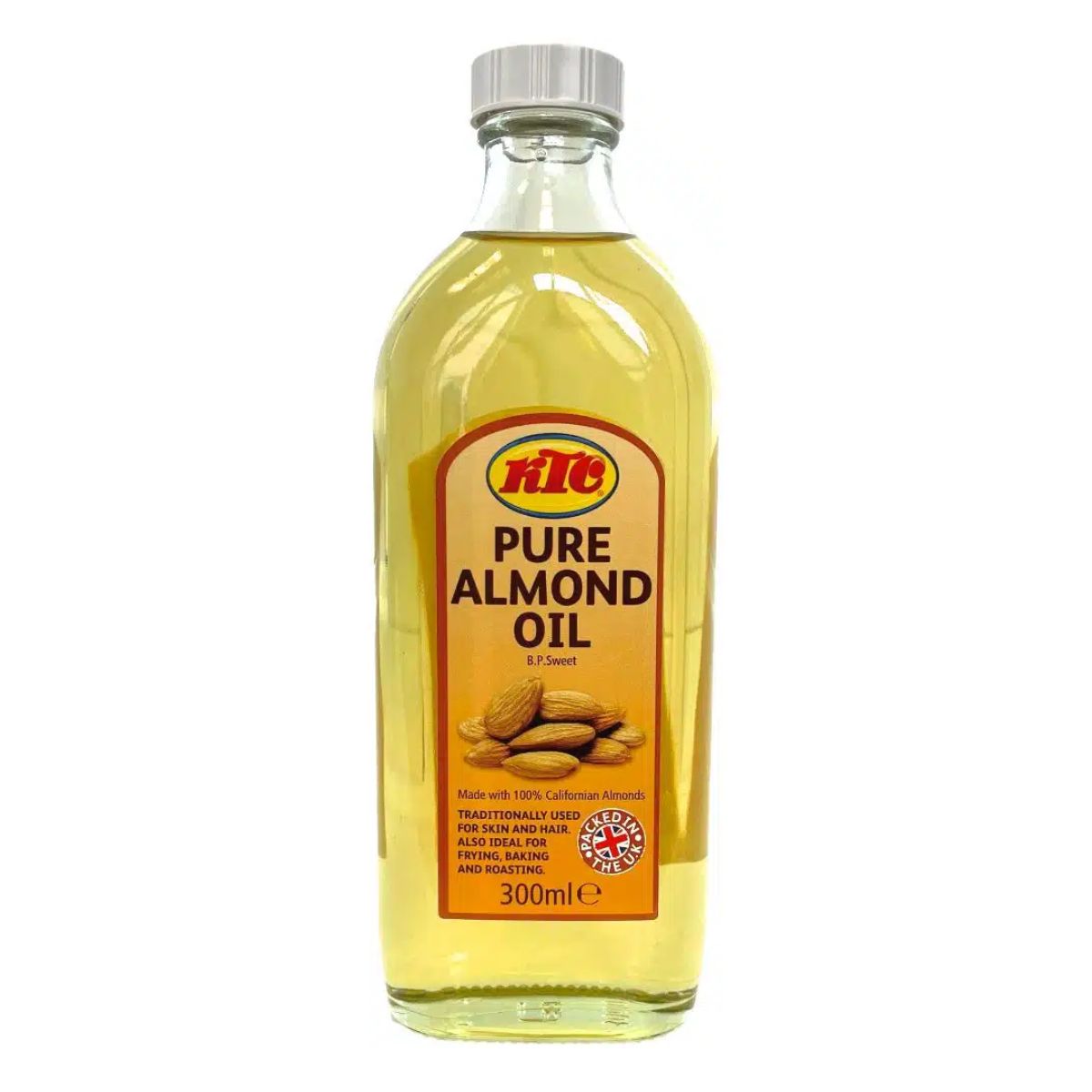 A bottle of KTC - Pure Almond Oil - 300ml.