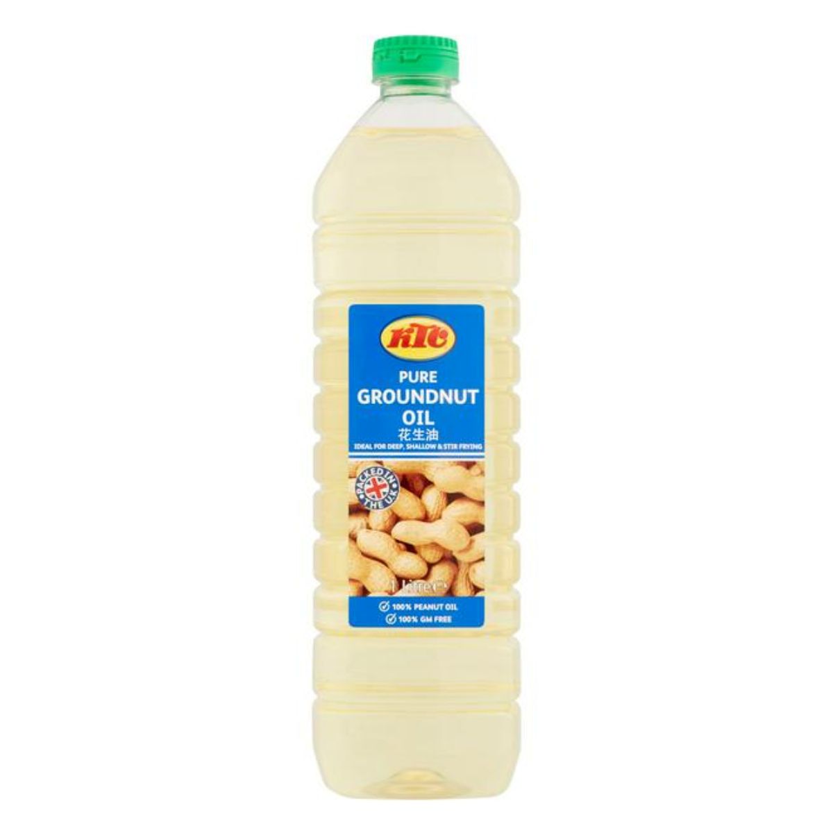 A bottle of KTC - Pure Groundnut Oil - 1L on a white background.