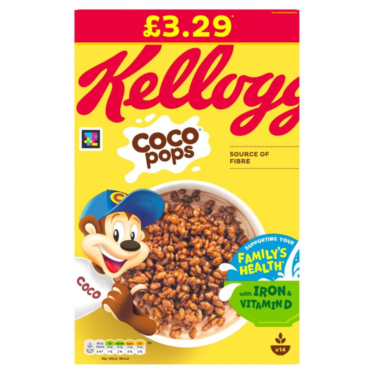 Kellogg's Coco Pops 420g cereal box.