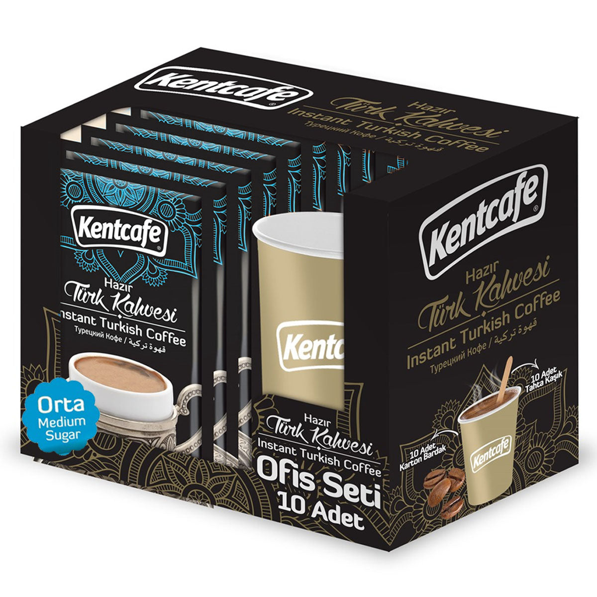 Kentcafe - Instant Turkish Coffee with Medium Sugar (Disposable Cup Set) - 10x9g - Continental Food Store