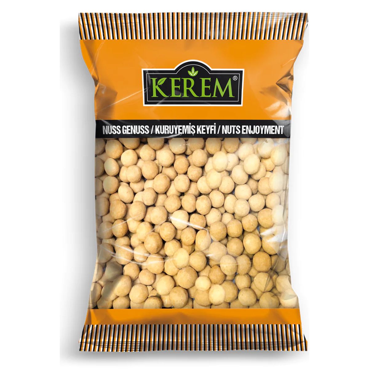 A package of Kerem brand nuts labeled "Kerem - Salted Yellow Chickpeas - 250g.