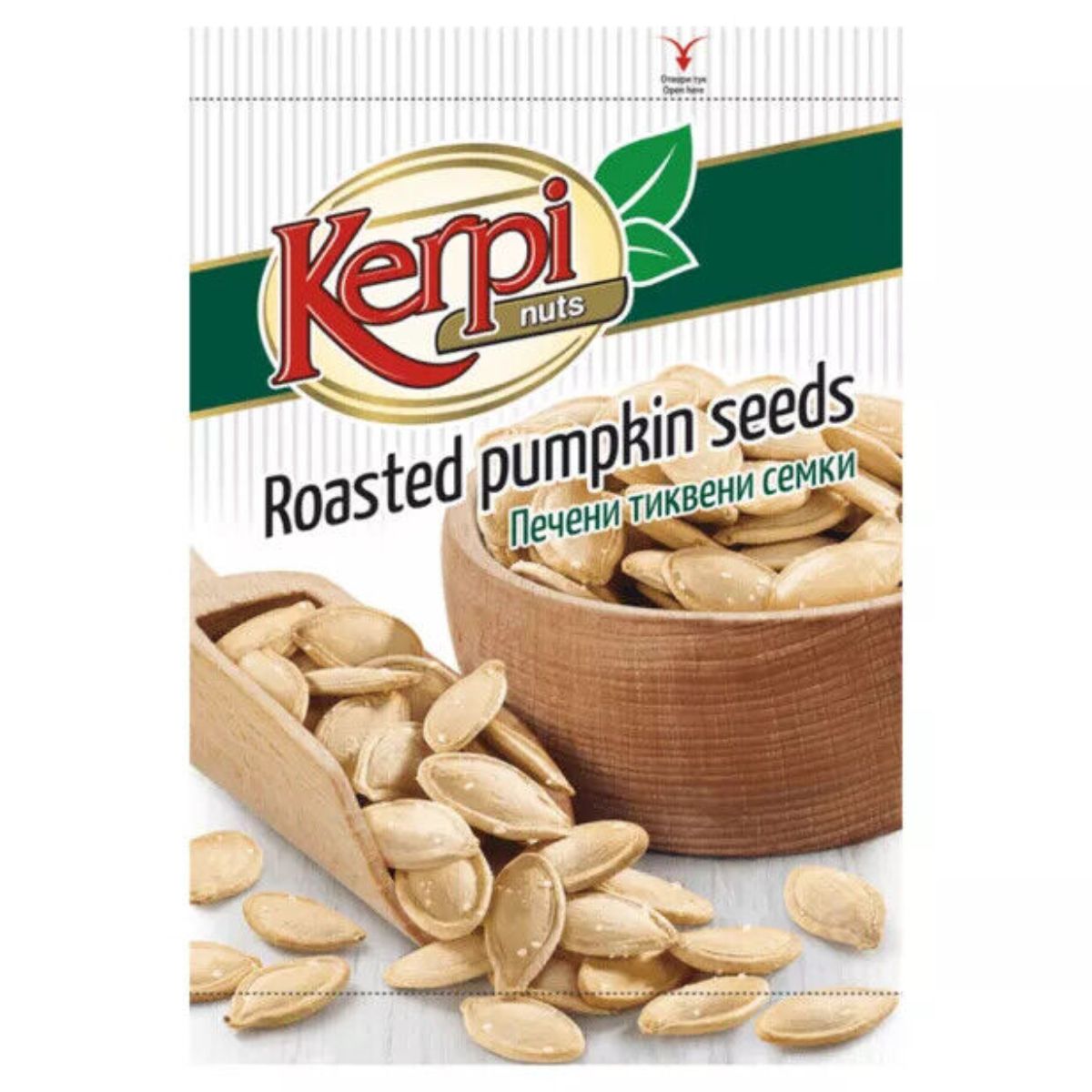 Package of Kerpi - Roasted Pumpkin Seeds - 100g.
