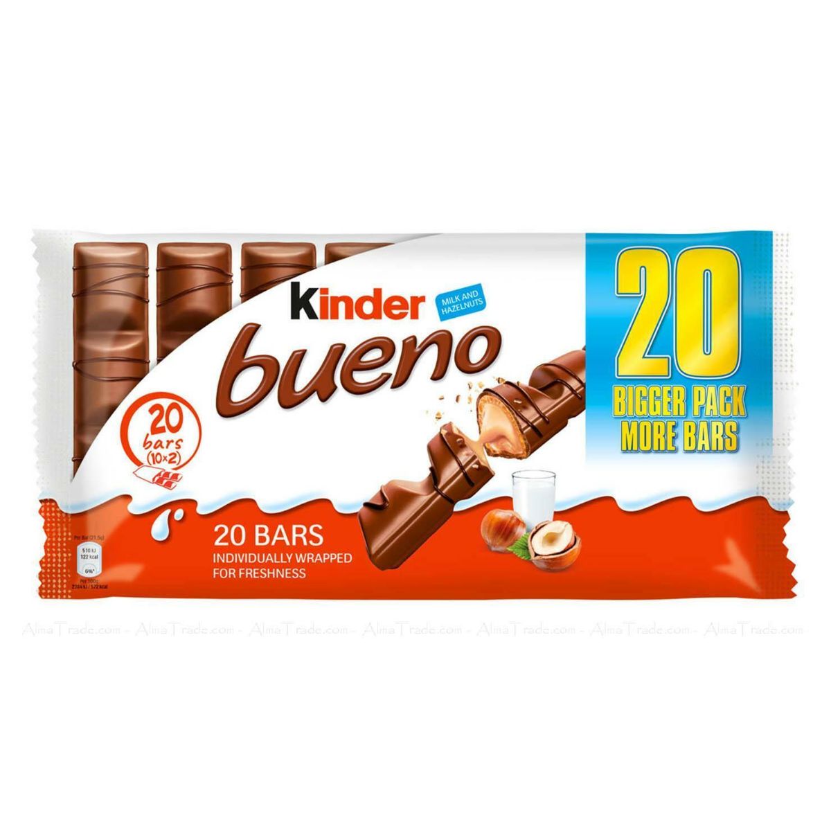 Kinder - Bueno Milk Chocolate & Hazelnuts Multipack - 10 x 43g (430g) chocolate bar 20 bars. Kinder - Bueno Milk Chocolate & Hazelnuts Multipack - 10 x 43g (430g) chocolate bar 20 bars.