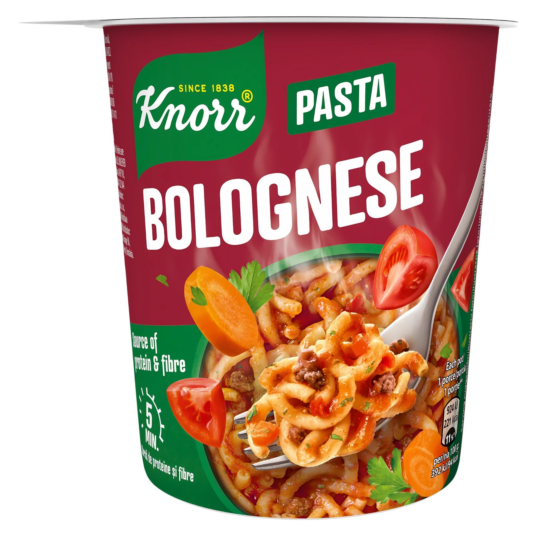 Knorr - Bolognese Pasta - 60g cup features cooked pasta with rich meat sauce, tomato, and herb garnish, offering an authentic Italian flavor. Detailed product information is provided on the packaging. Knorr - Bolognese Pasta - 60g cup features cooked pasta with rich meat sauce, tomato, and herb garnish, offering an authentic Italian flavor. Detailed product information is provided on the packaging.