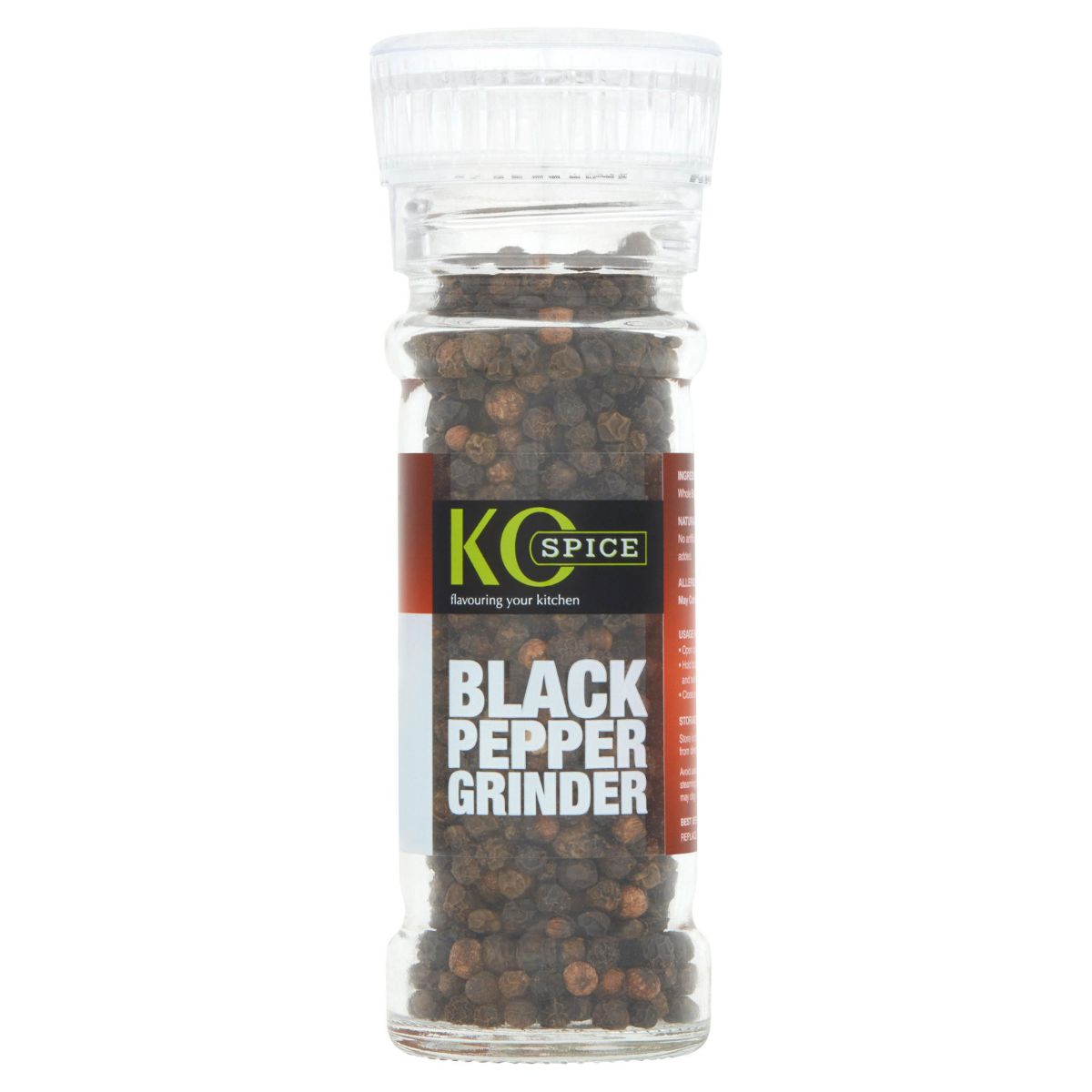 A jar of Ko Spice - Black Pepper Grinder - 50g on a white background.