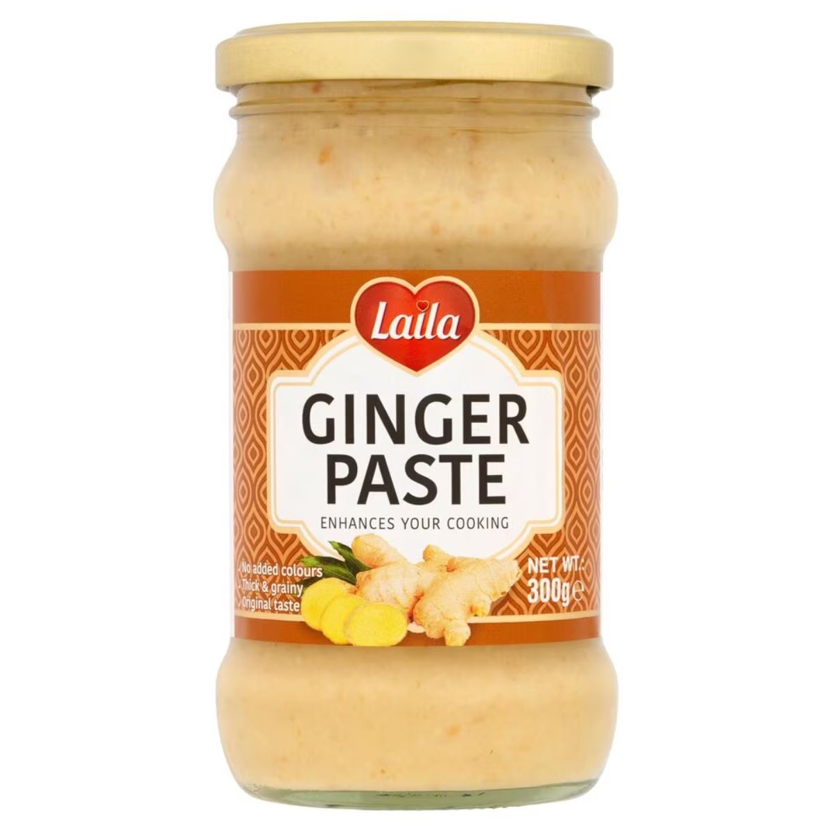 A jar of Laila - Ginger Paste - 300g on a white background.