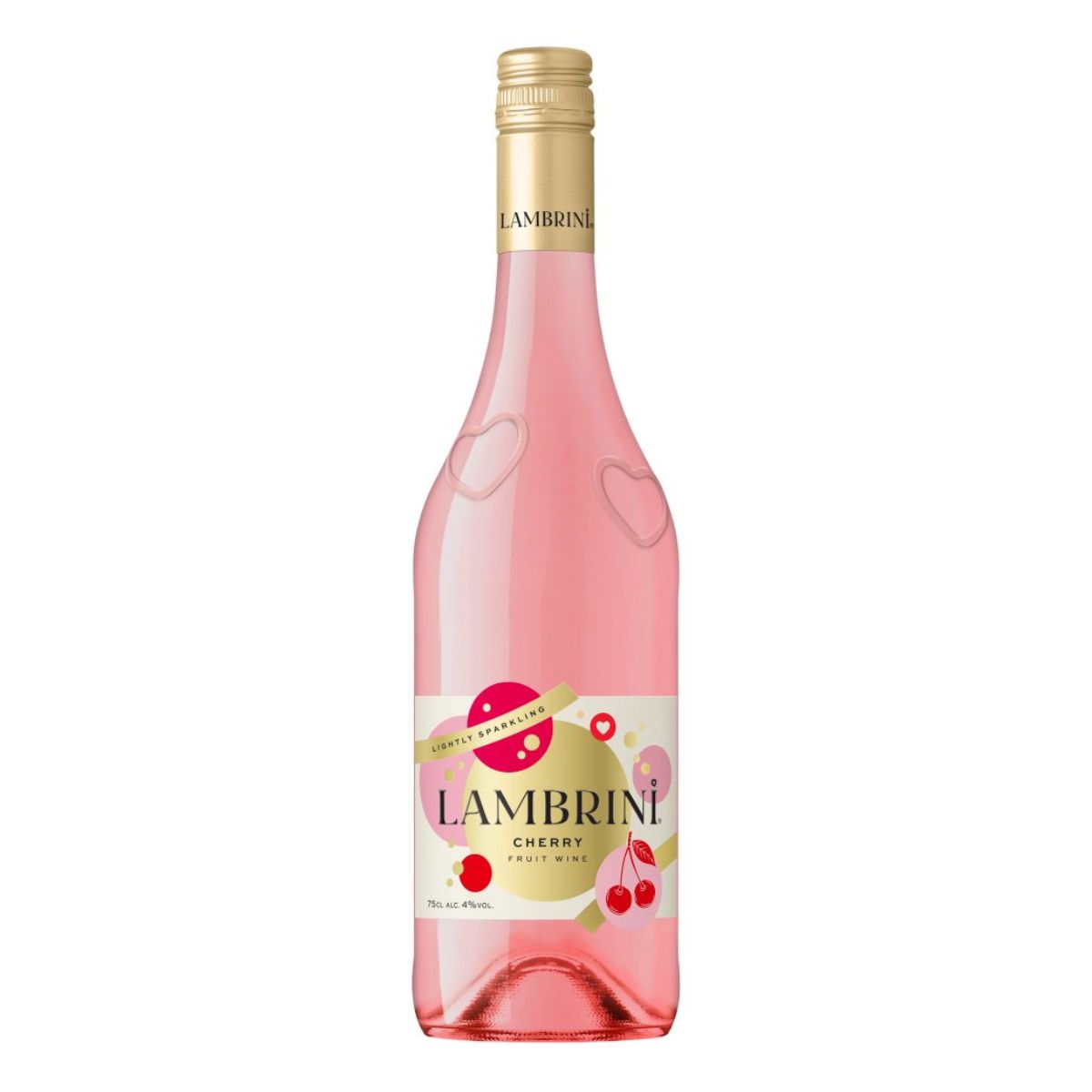 A bottle of Lambrini - Cherry (4.0% ABV) - 750ml on a white background.