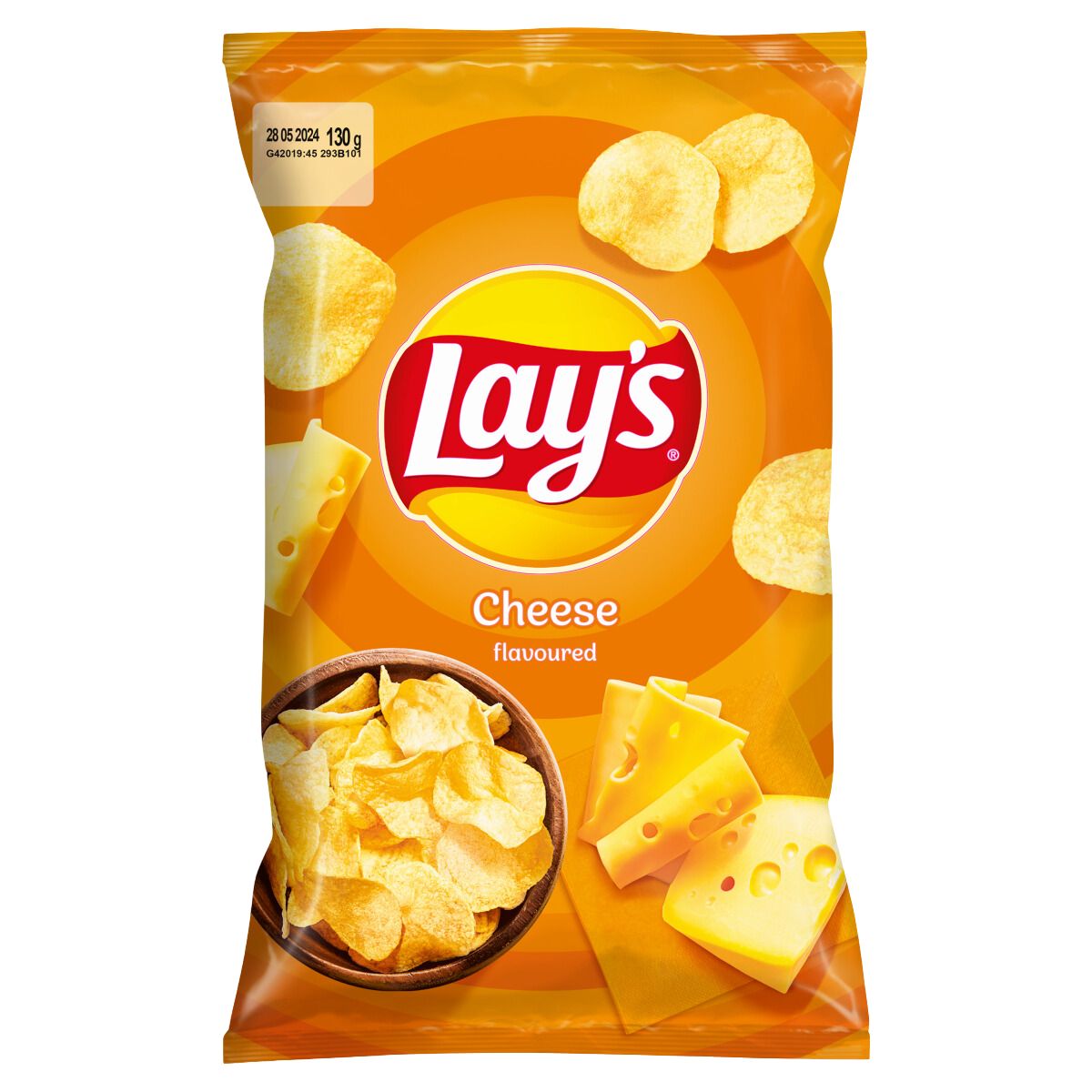 Lays - Cheese Crisps - 130g on a white background. Lays - Cheese Crisps - 130g on a white background.
