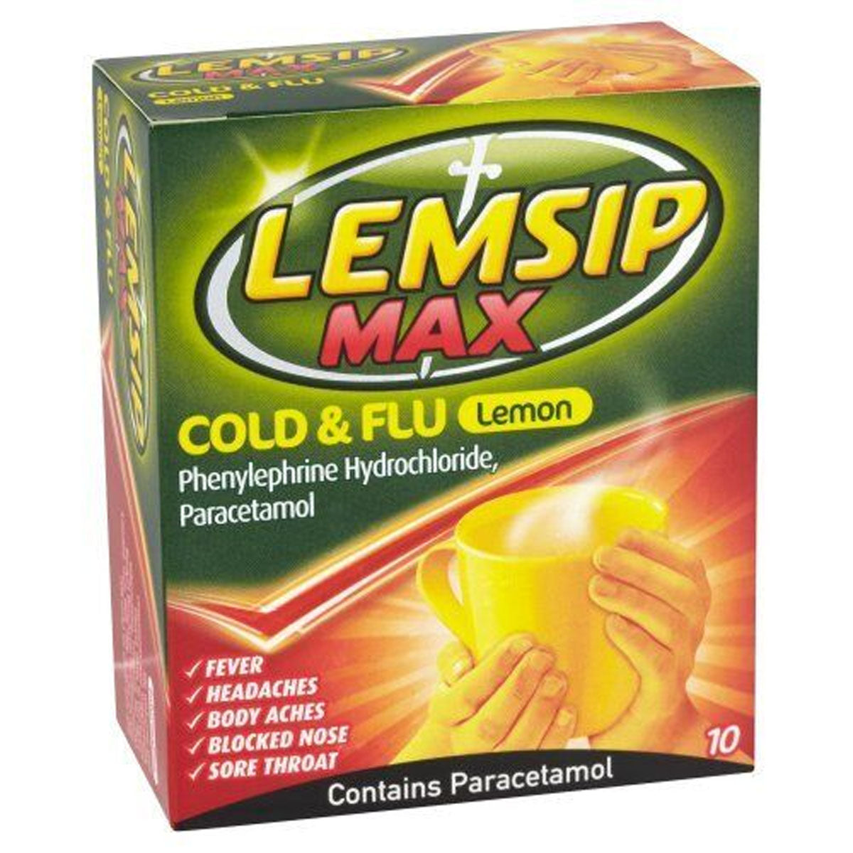 Lemsip - MAX Cold & Flu with Decongestant Lemon - 10 Sachets - Continental Food Store
