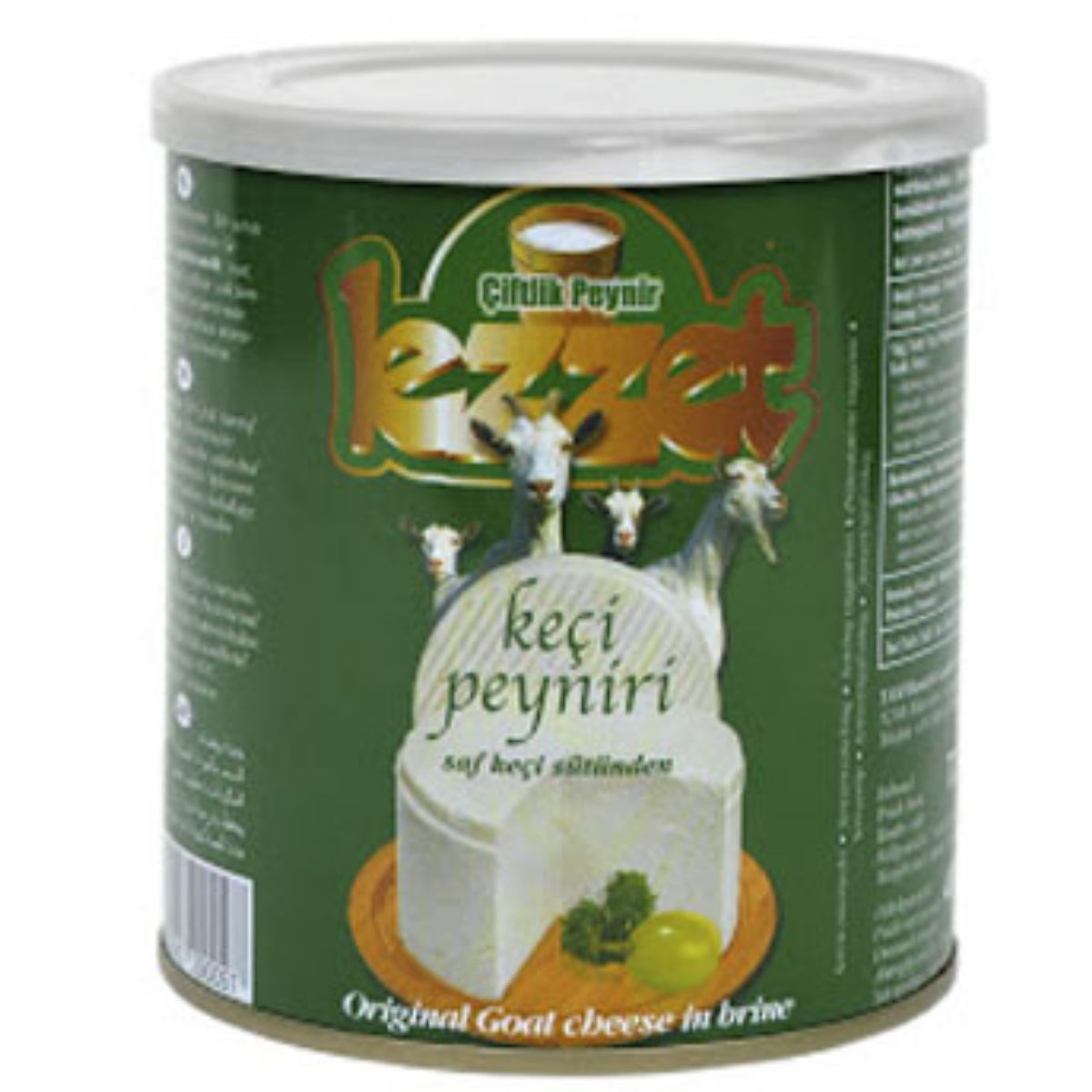 A can of Lezzet - Goat Cheese - 400g with a label.