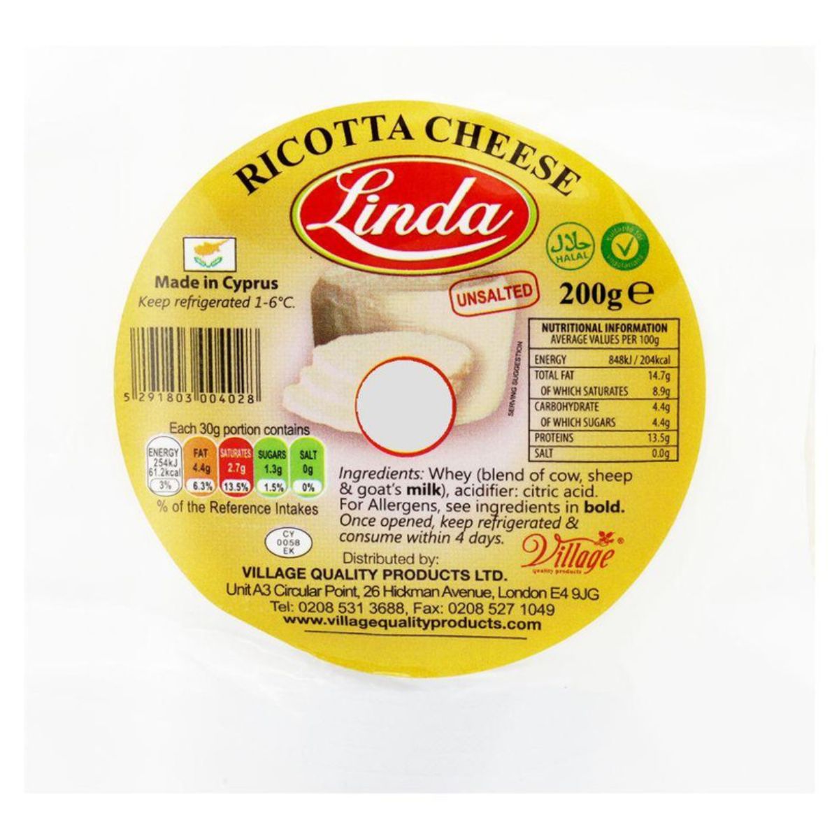 A package of Linda - Ricotta Cheese - 200g on a white background.