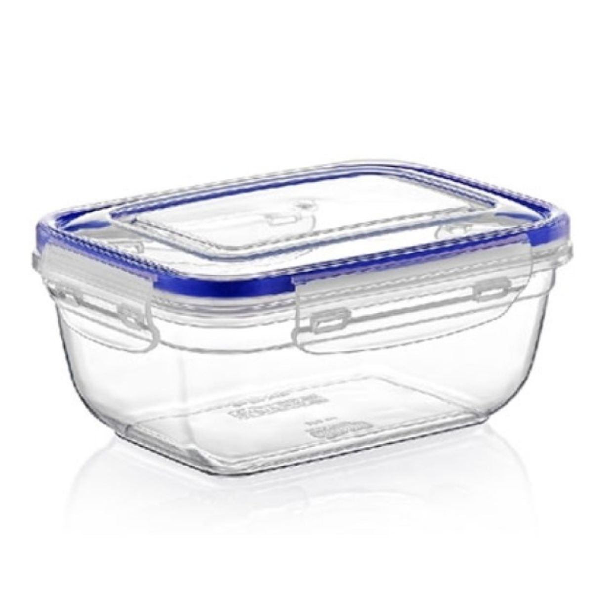 A Lock & Fresh - Seal Rectangle Storage - 1400ml container with blue lid on a white background. A Lock & Fresh - Seal Rectangle Storage - 1400ml container with blue lid on a white background.