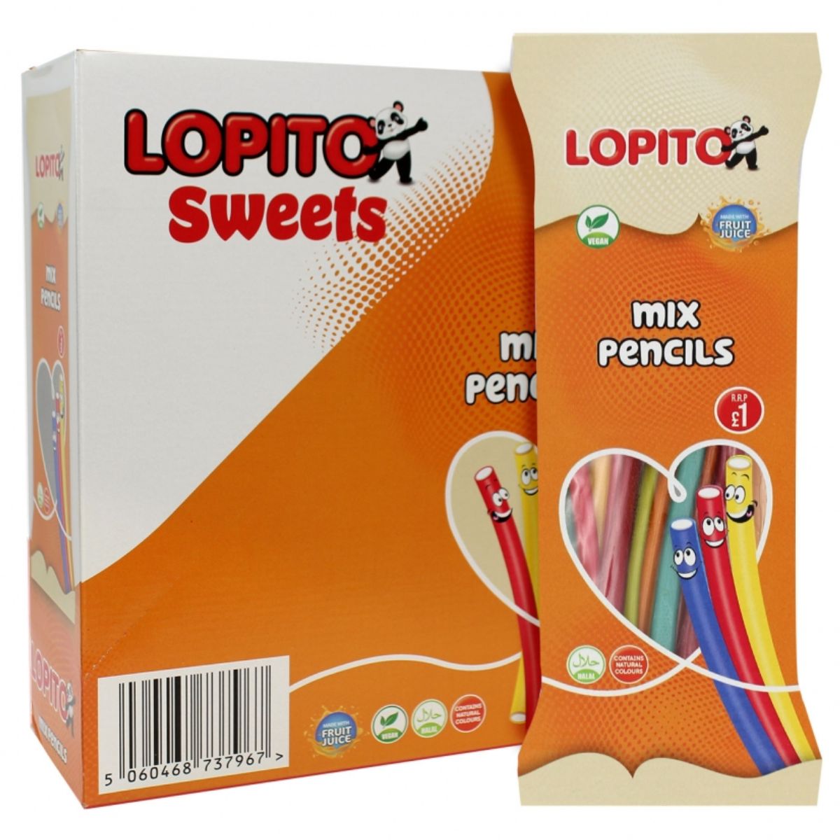Lopito sweets mix pencils in a box.