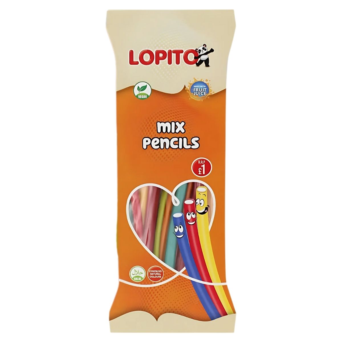 Package of Lopito - Mix Pencil - 150g, showcasing colorful pencils with smiling face designs. Package of Lopito - Mix Pencil - 150g, showcasing colorful pencils with smiling face designs.