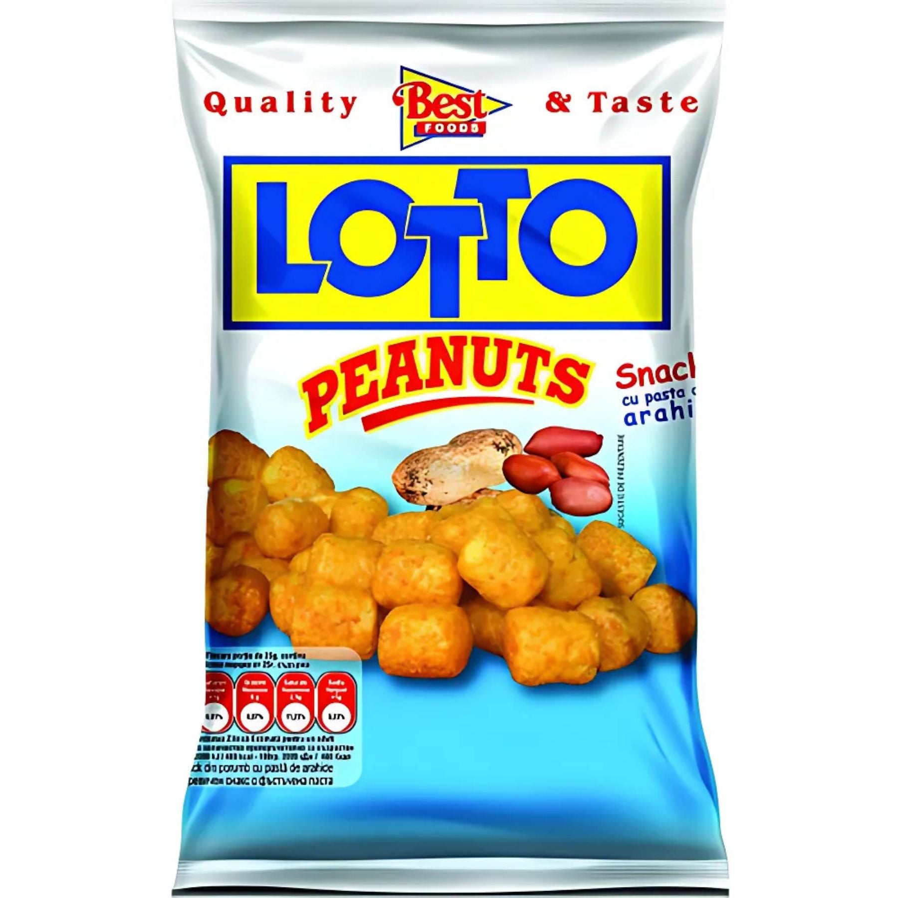 A 35g bag of Loto Corn Snack with Peanut Paste featuring images of peanuts and crunchy puffs on the packaging, offering a delicious nutty flavor in every bite. A 35g bag of Loto Corn Snack with Peanut Paste featuring images of peanuts and crunchy puffs on the packaging, offering a delicious nutty flavor in every bite.