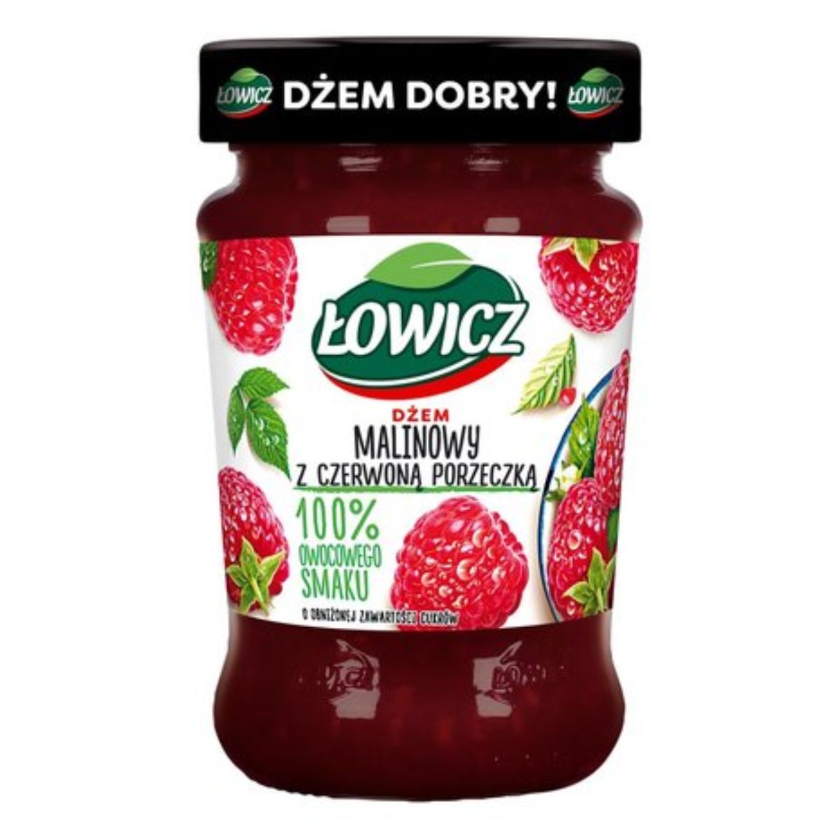 A jar of Lowicz - Raspberry Red Currant Jam Reduced Sugar - 280g.