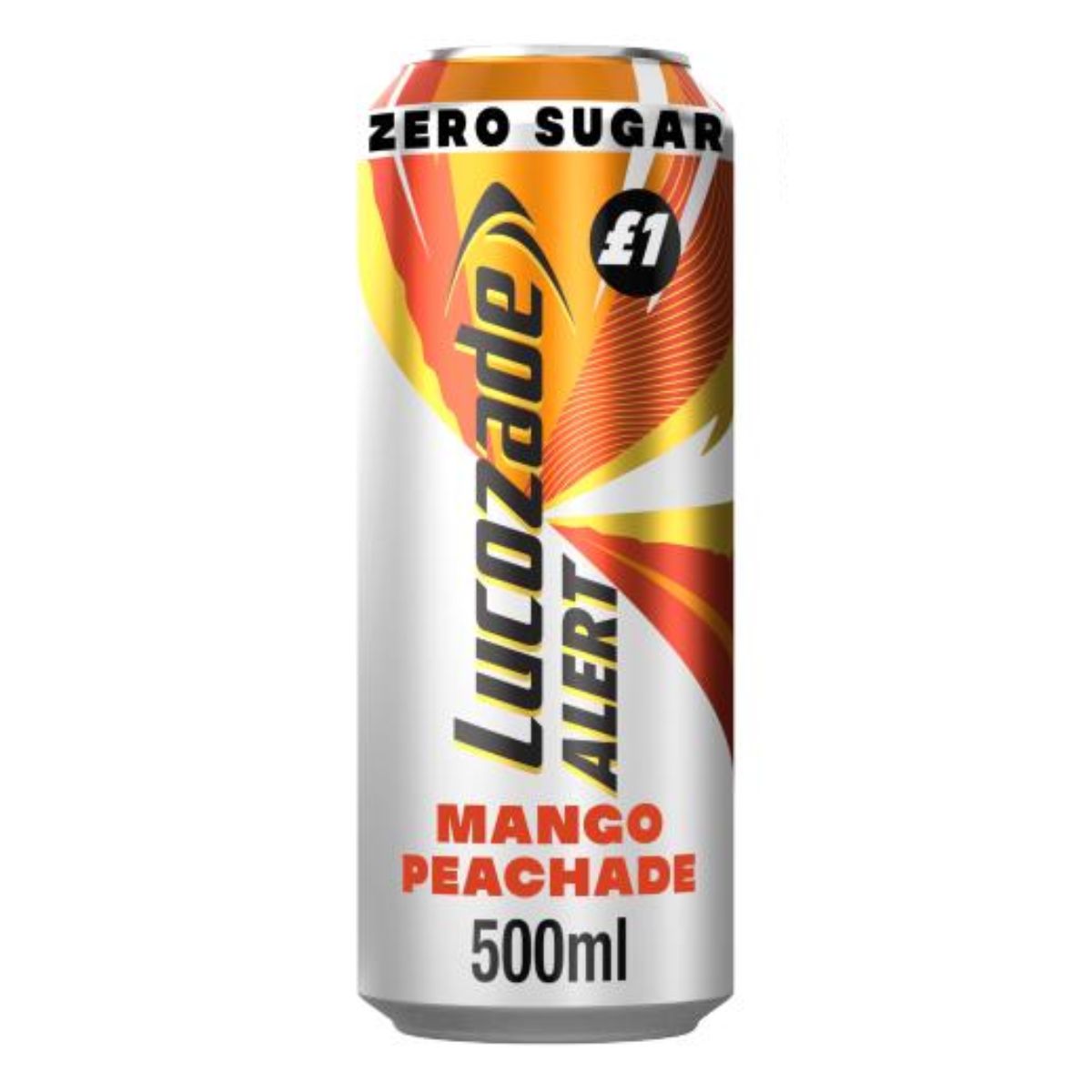 A can of Lucozade Alert - Zero Mango & Peach Caffeine Energy Drink - 500ml. A can of Lucozade Alert - Zero Mango & Peach Caffeine Energy Drink - 500ml.
