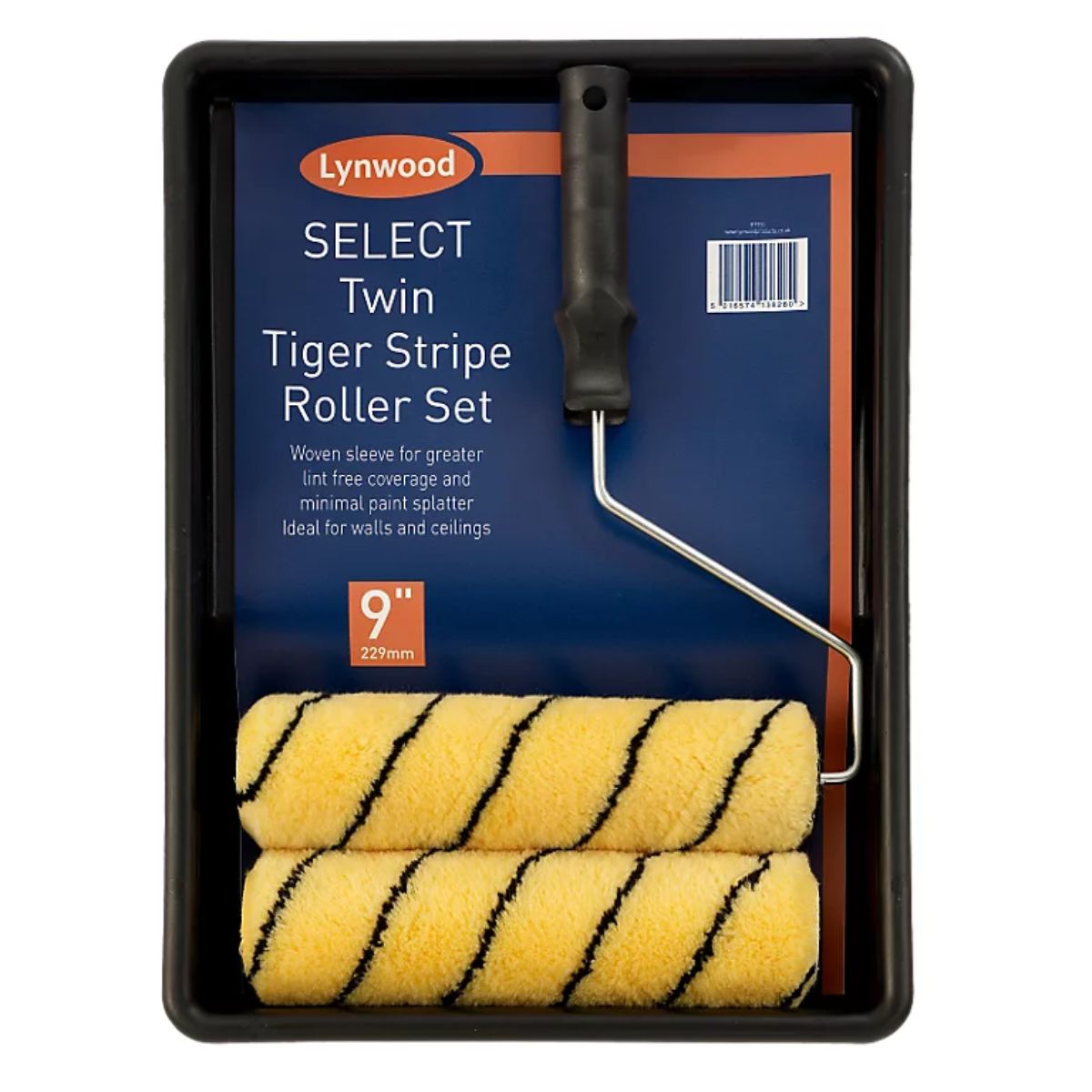 Paint roller and tray set with Lynwood - Twin Pack Select Tiger Stripe rollers.