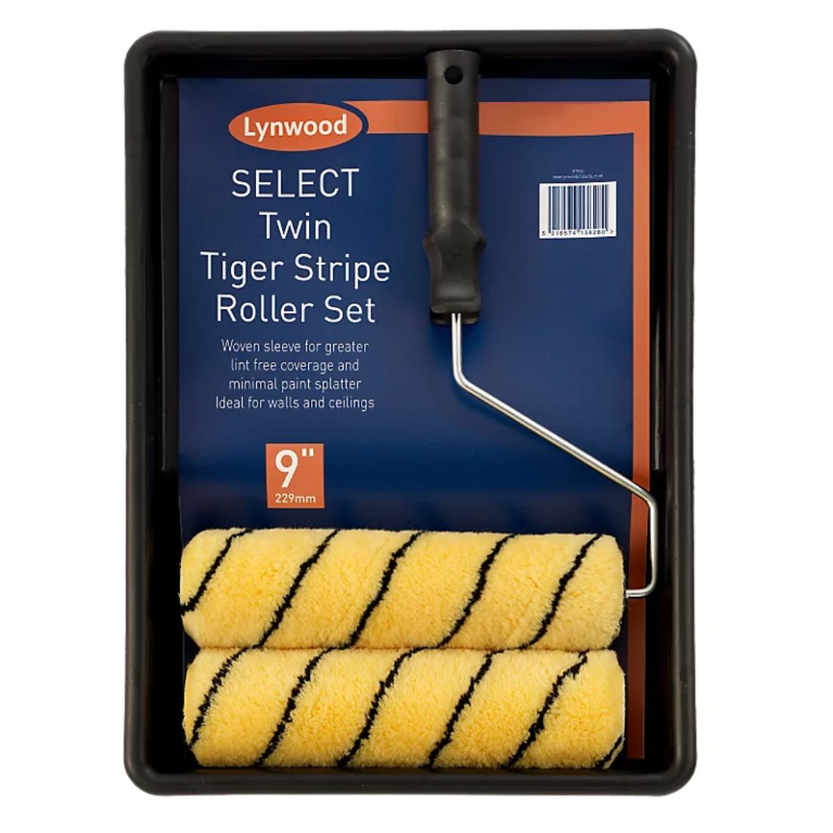 Paint roller and tray set with Lynwood - Twin Pack Select Tiger Stripe rollers. Paint roller and tray set with Lynwood - Twin Pack Select Tiger Stripe rollers.