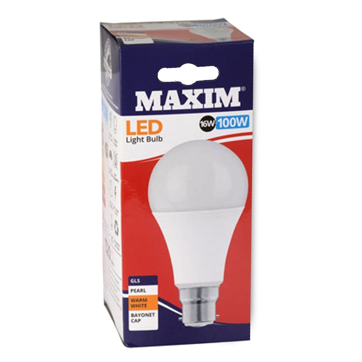 Maxim - Warm White Led Bulb 16w=100w - 1pcs in white packaging.