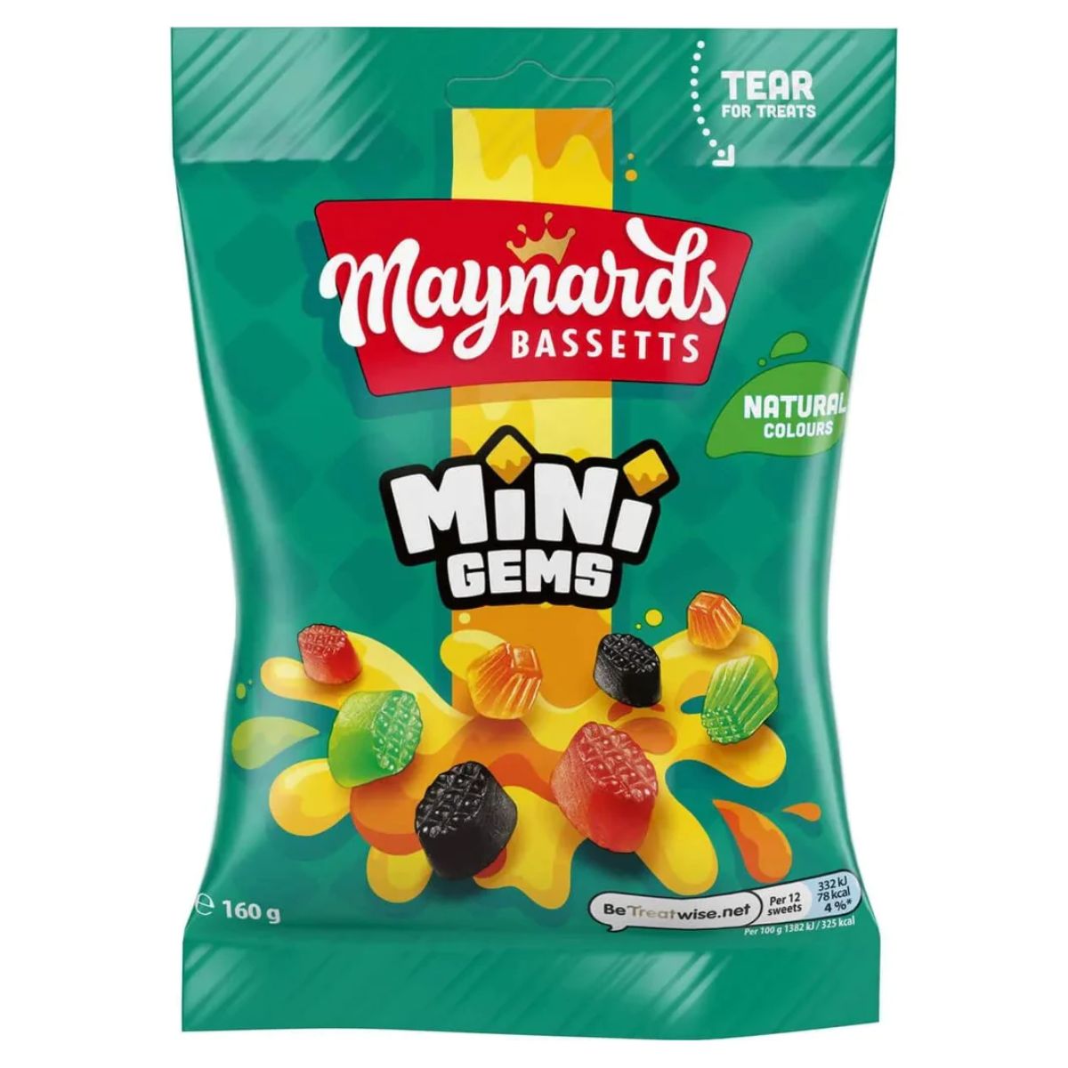A Maynards - Mini Gems Bag - 160g on a white background. A Maynards - Mini Gems Bag - 160g on a white background.