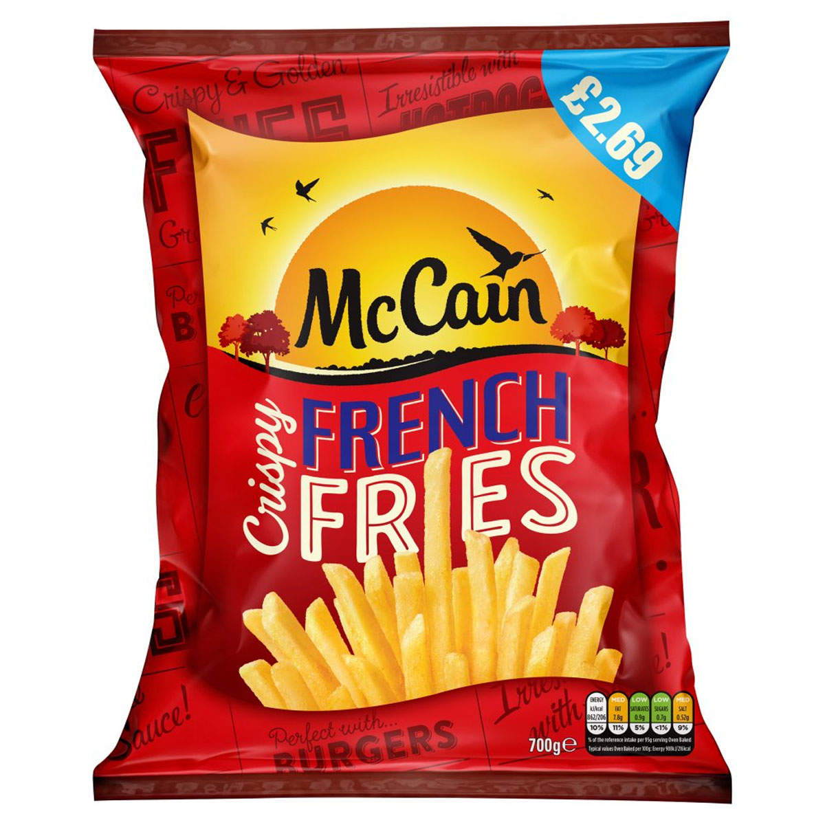 A bag of McCain - Crispy French Fries - 700g on a white background.