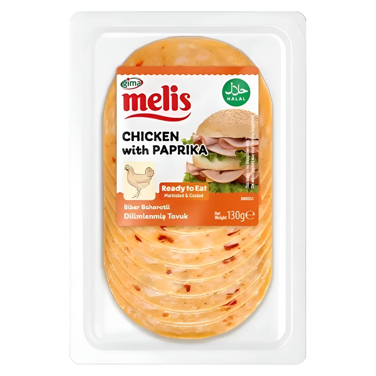 Melis - Chicken with Paprika Slices (Halal) 130g is a ready-to-eat, convenient meal option in a plastic package. Melis - Chicken with Paprika Slices (Halal) 130g is a ready-to-eat, convenient meal option in a plastic package.