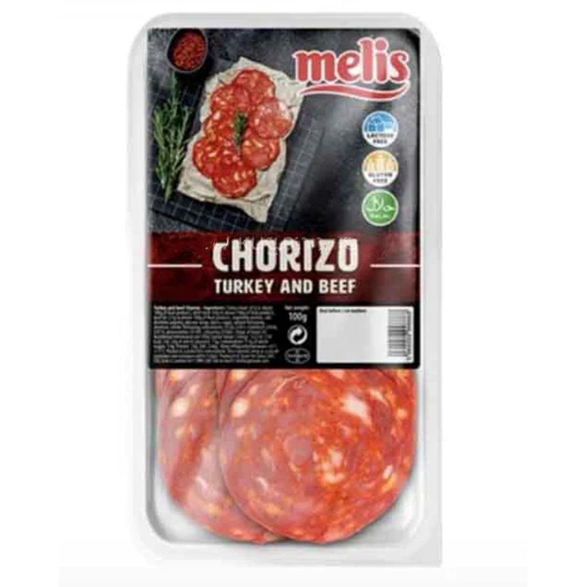 Mel's Chorizo Turkey & Beef (Halal) 100g.