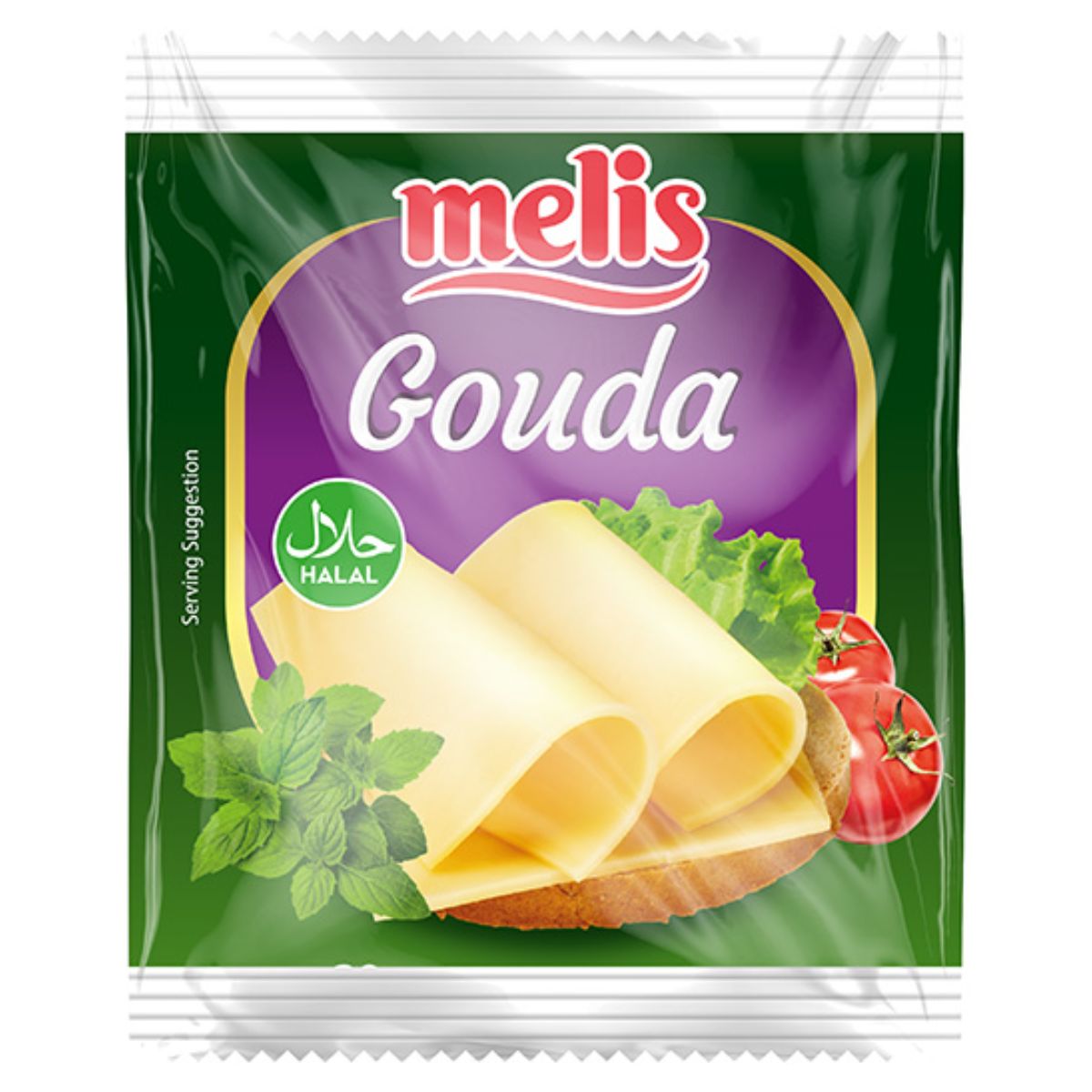 Melis - Gouda Sliced Cheese - 130g with tomato and basil.