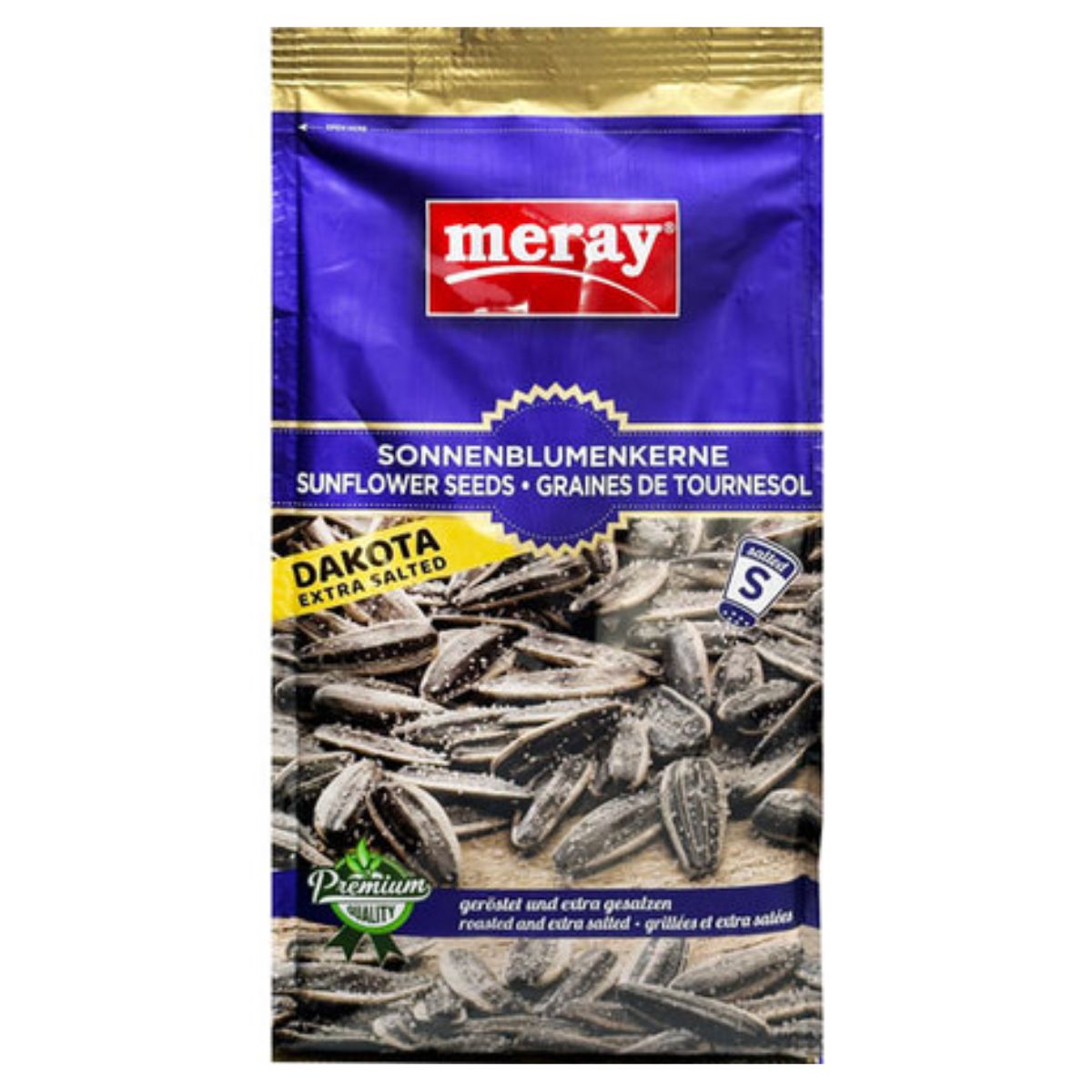 A package of Dakota Sunflower Seeds Roasted and Extra Salted Shell - 250g.