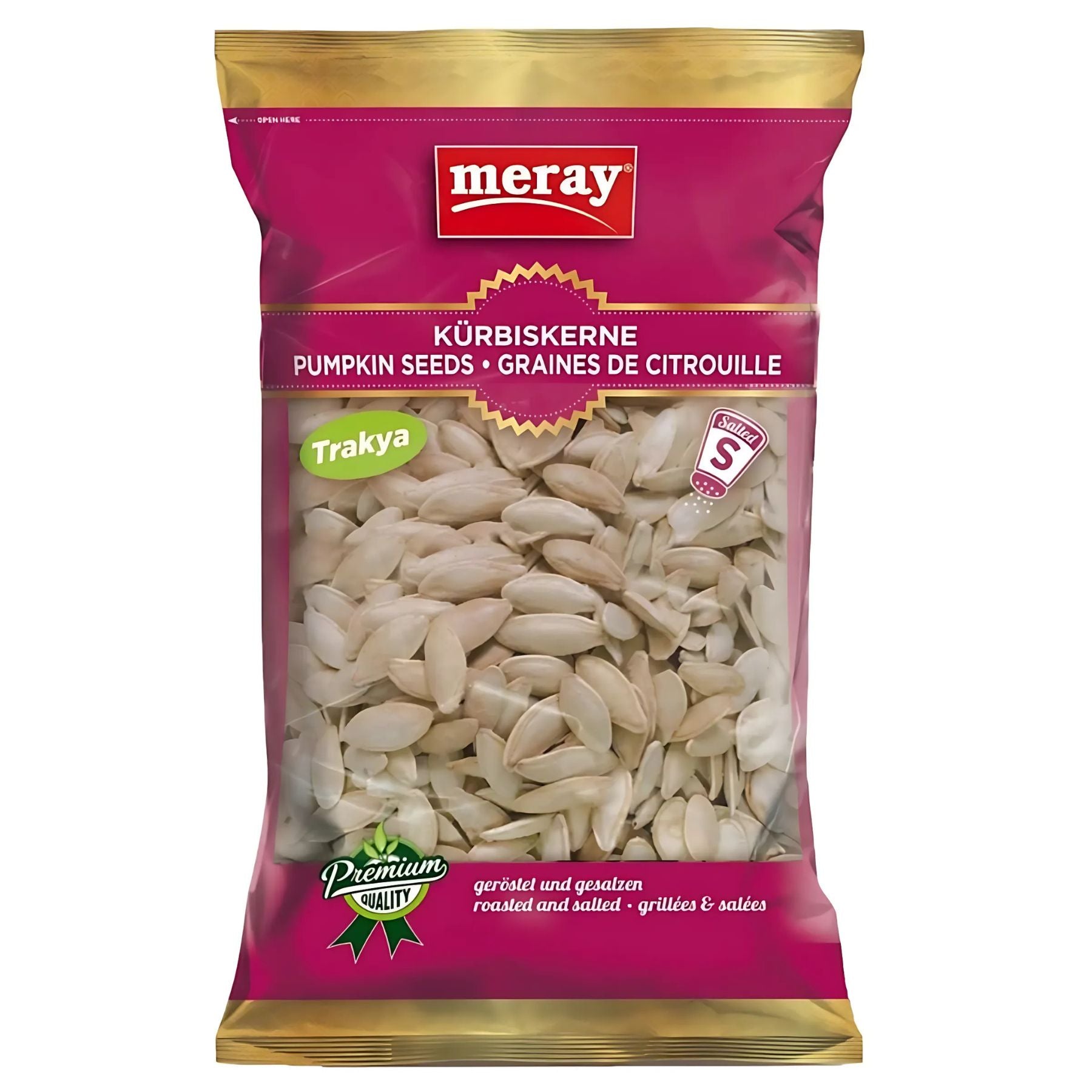A 200g bag of Meray Pumpkin Seeds Roasted Salted, with multilingual packaging, offers a wholesome, antioxidant-rich snack. A 200g bag of Meray Pumpkin Seeds Roasted Salted, with multilingual packaging, offers a wholesome, antioxidant-rich snack.