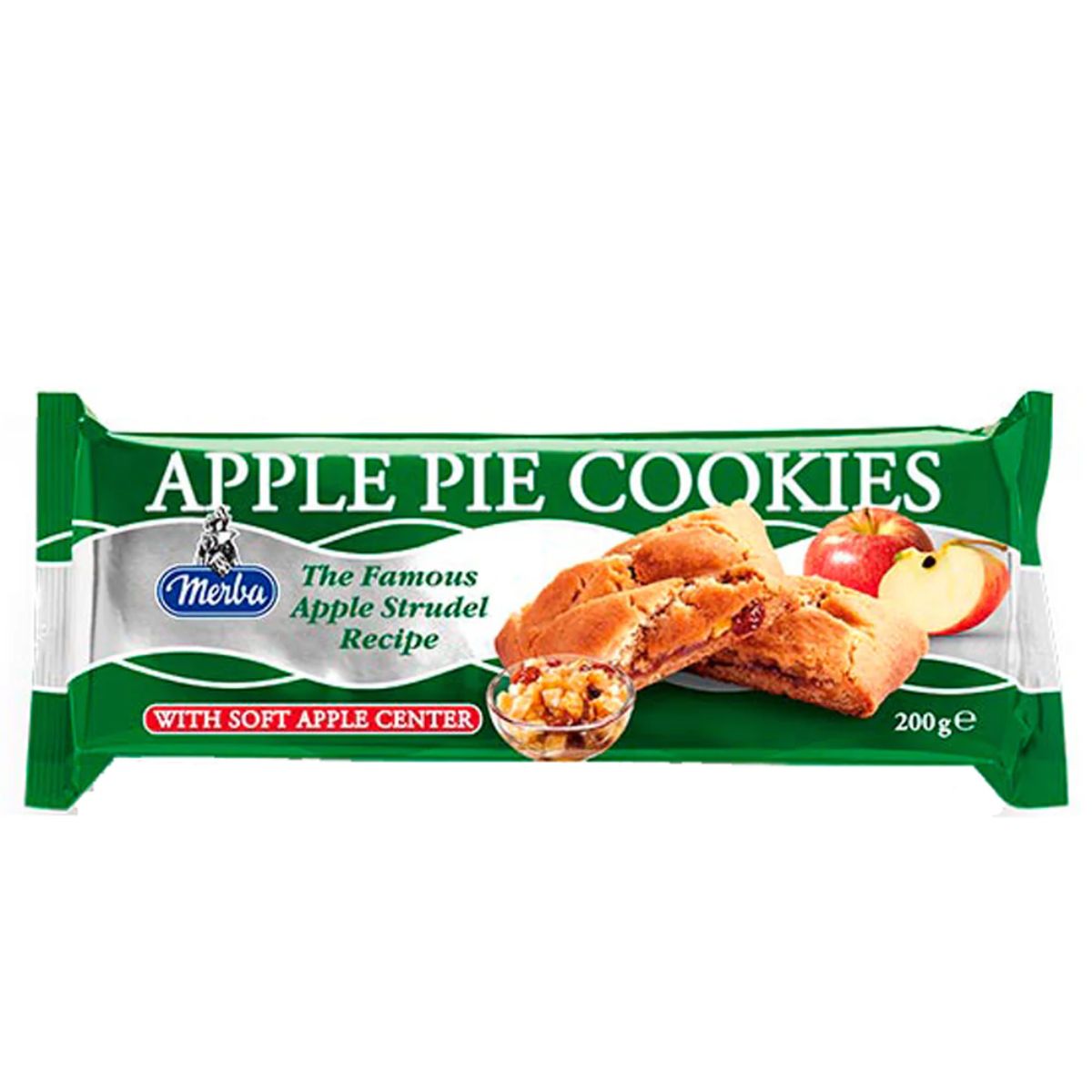 Merba - Apple Pie Cookies - 200g on a white background. Merba - Apple Pie Cookies - 200g on a white background.