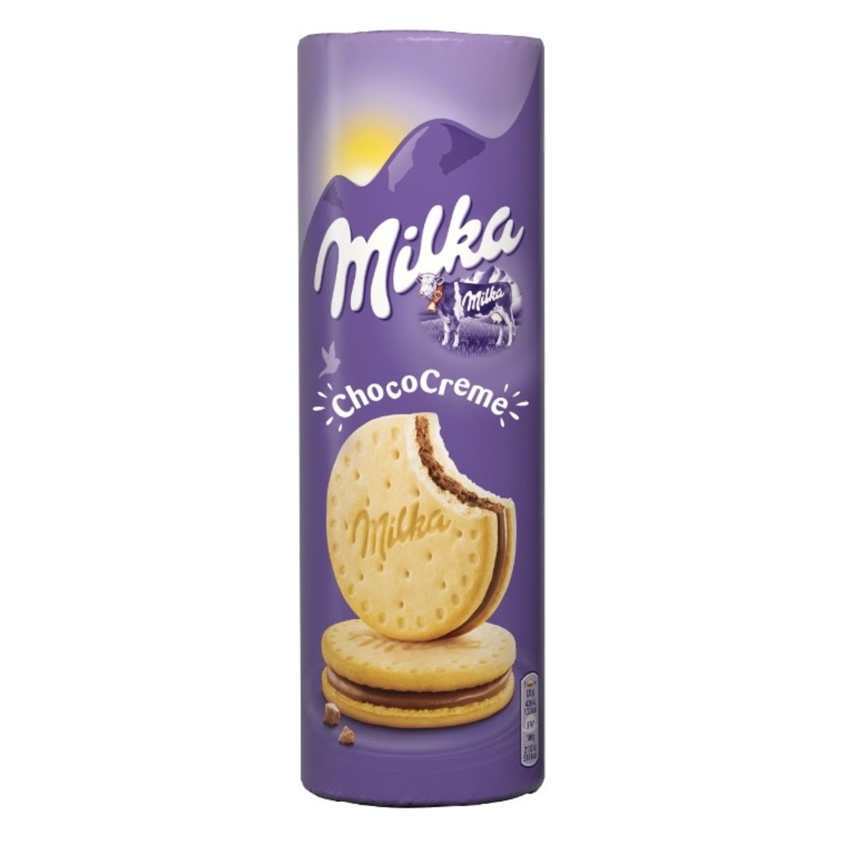 A can of Milka - Choco Creme Sandwich - 260g on a white background. A can of Milka - Choco Creme Sandwich - 260g on a white background.