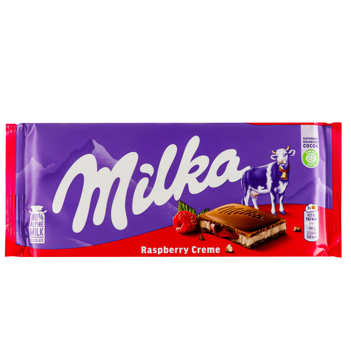 Milka - Raspberry Creme Milk Chocolate - 100g - Continental Food Store