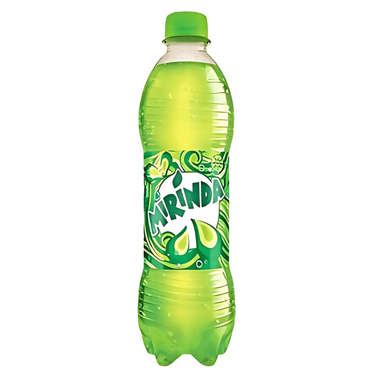 A 500ml plastic bottle of Mirinda Green Apple, a popular Nigerian soda, with a green cap and a vibrant green, yellow, and white label. A 500ml plastic bottle of Mirinda Green Apple, a popular Nigerian soda, with a green cap and a vibrant green, yellow, and white label.