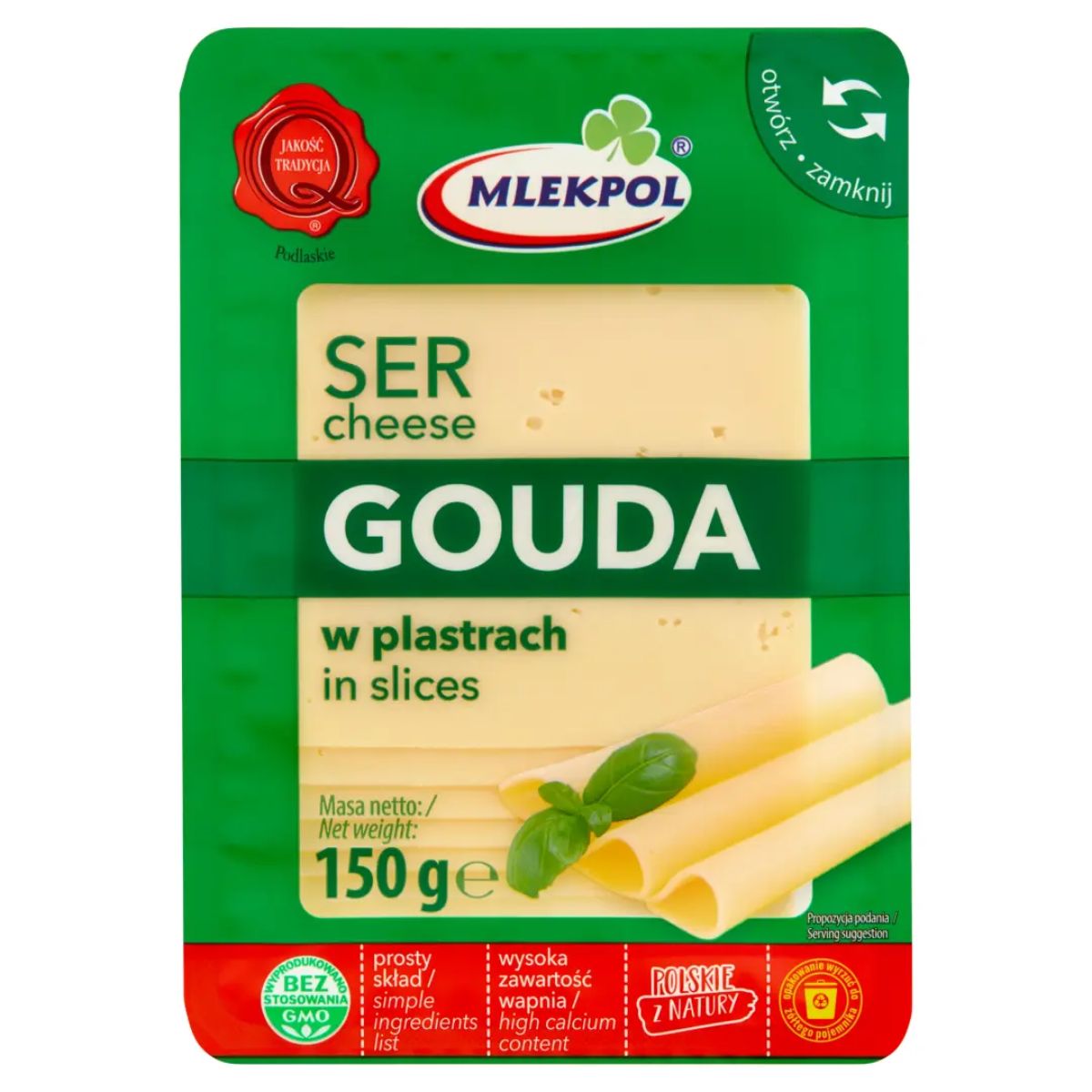 A package of Mlekpol - Ser Cheese Gouda - 150g.