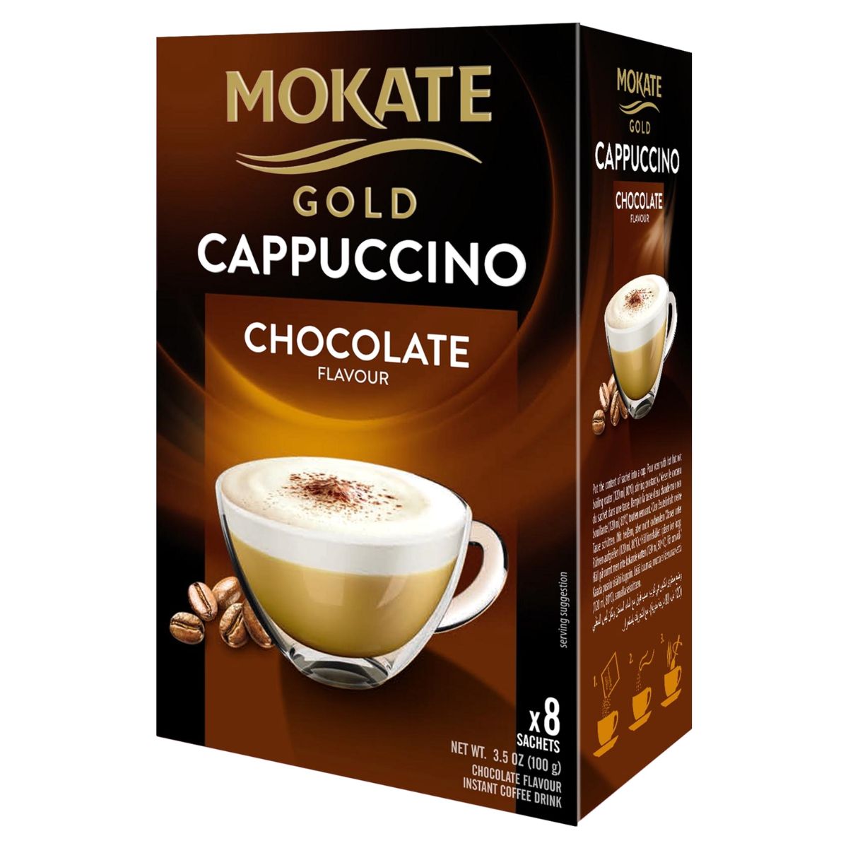 Mokate - Gold Cappuccino Chocolate Flavour - 8 Sachets.