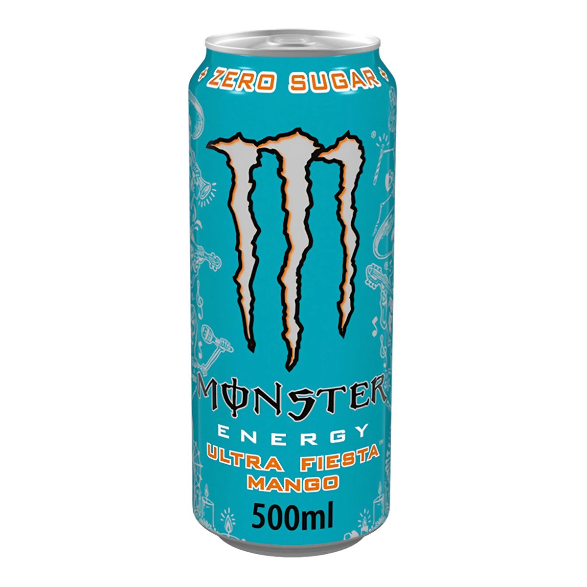 Monster Energy - Ultra Fiesta Mango Energy Drink (500ml) offers a bold mango flavor with zero sugar, featuring a blue can with orange accents. Monster Energy - Ultra Fiesta Mango Energy Drink (500ml) offers a bold mango flavor with zero sugar, featuring a blue can with orange accents.