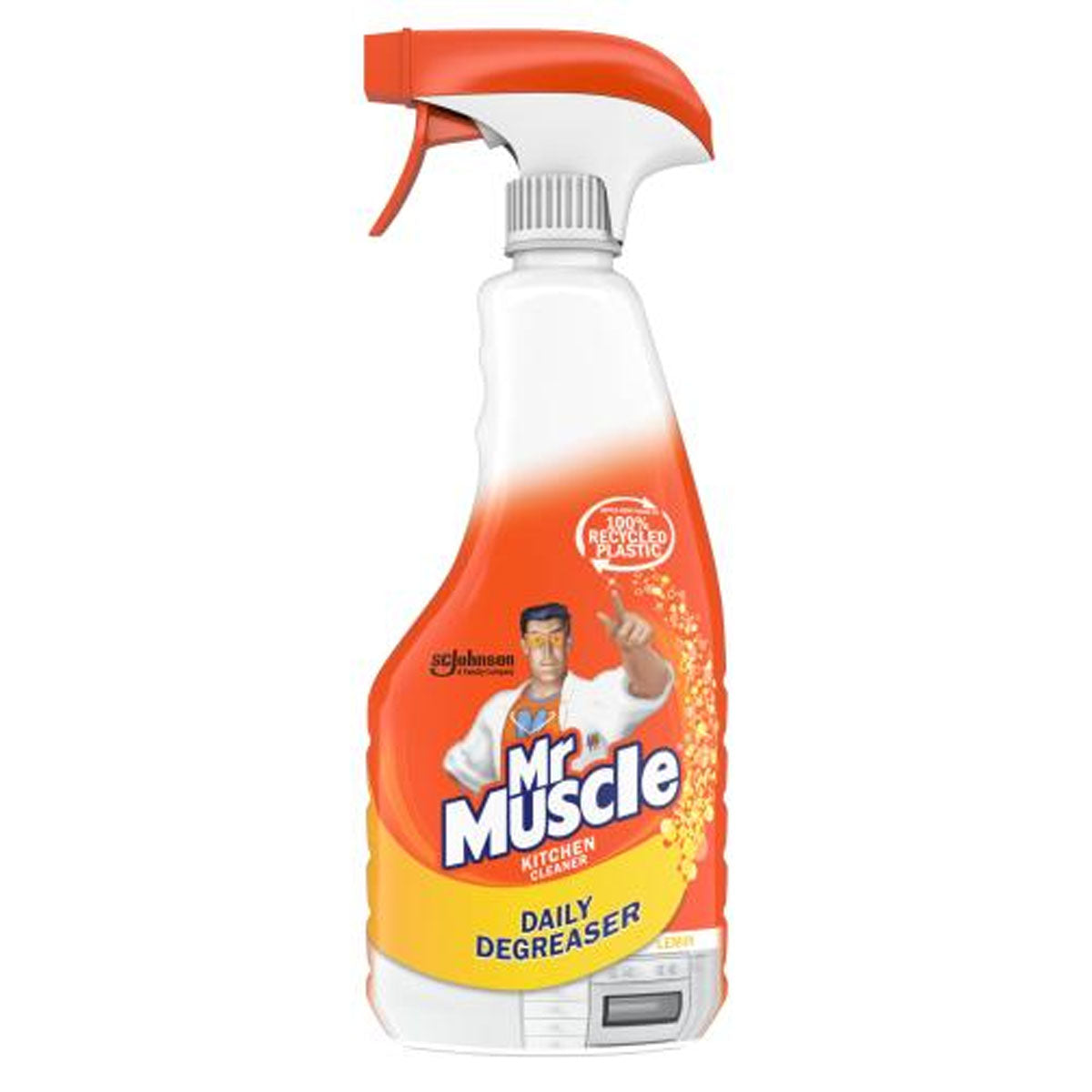 A bottle of Mr Muscle - Daily Degreaser Kitchen Cleaning Spray - 500ml on a white background.