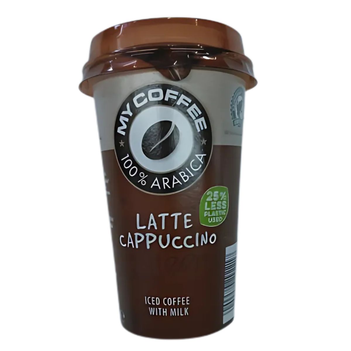 The Coffee & Co - Latte Cappuccino Iced Coffee (250ml) comes in a plastic cup with a brown lid and a "25% less plastic used" sticker, making it perfect for enjoying your favorite iced coffee on the go. The Coffee & Co - Latte Cappuccino Iced Coffee (250ml) comes in a plastic cup with a brown lid and a "25% less plastic used" sticker, making it perfect for enjoying your favorite iced coffee on the go.